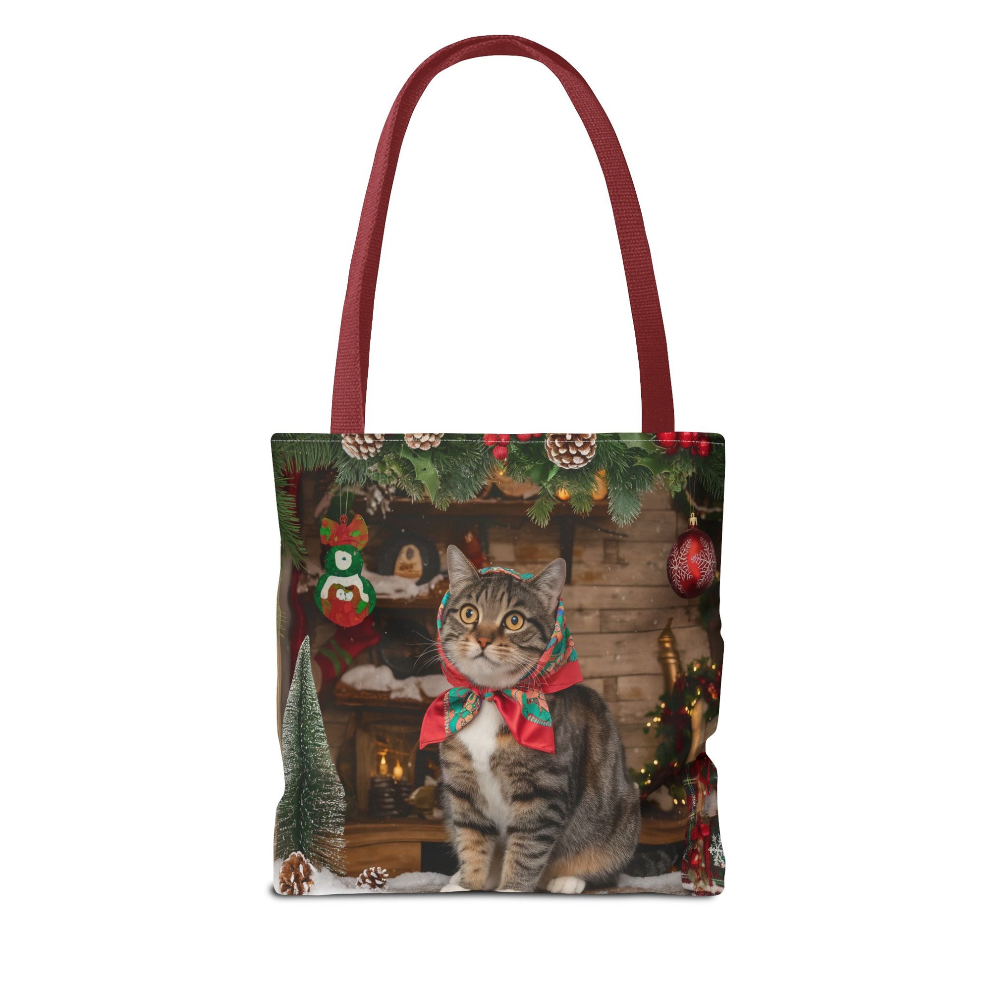 Cat with Babushka Christmas Tote Bag