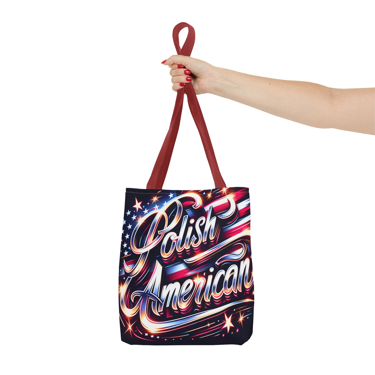 Polish American Patriotic Tote Bag - USA Flag Shoulder Bag for Independence Day