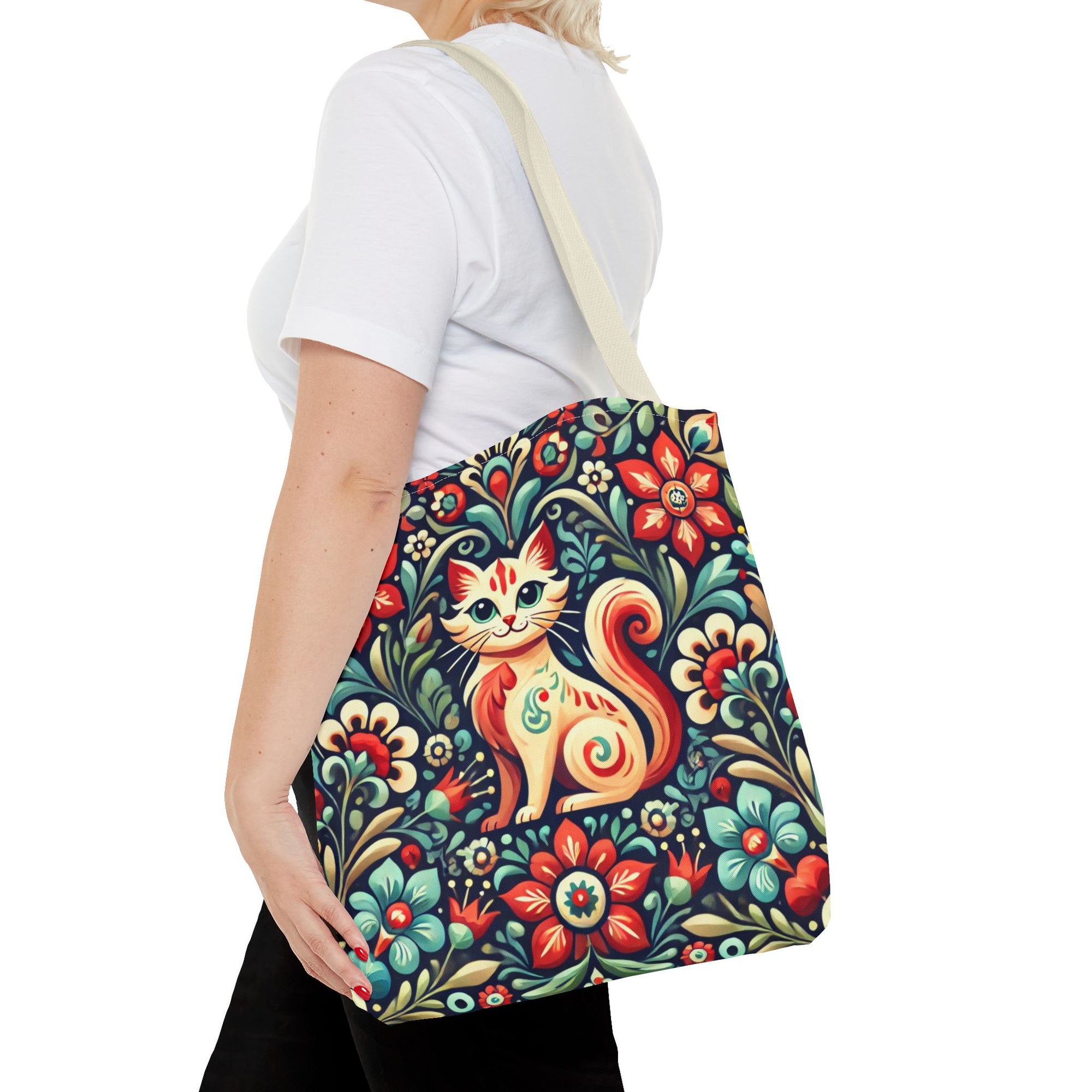 Orange Cat Folk Art Tote Bag (AOP)