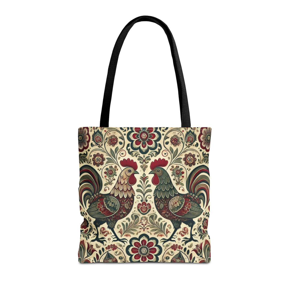 Retro Themed Polish Wycinanki Rooster Pattern Folk Art Tote Bag