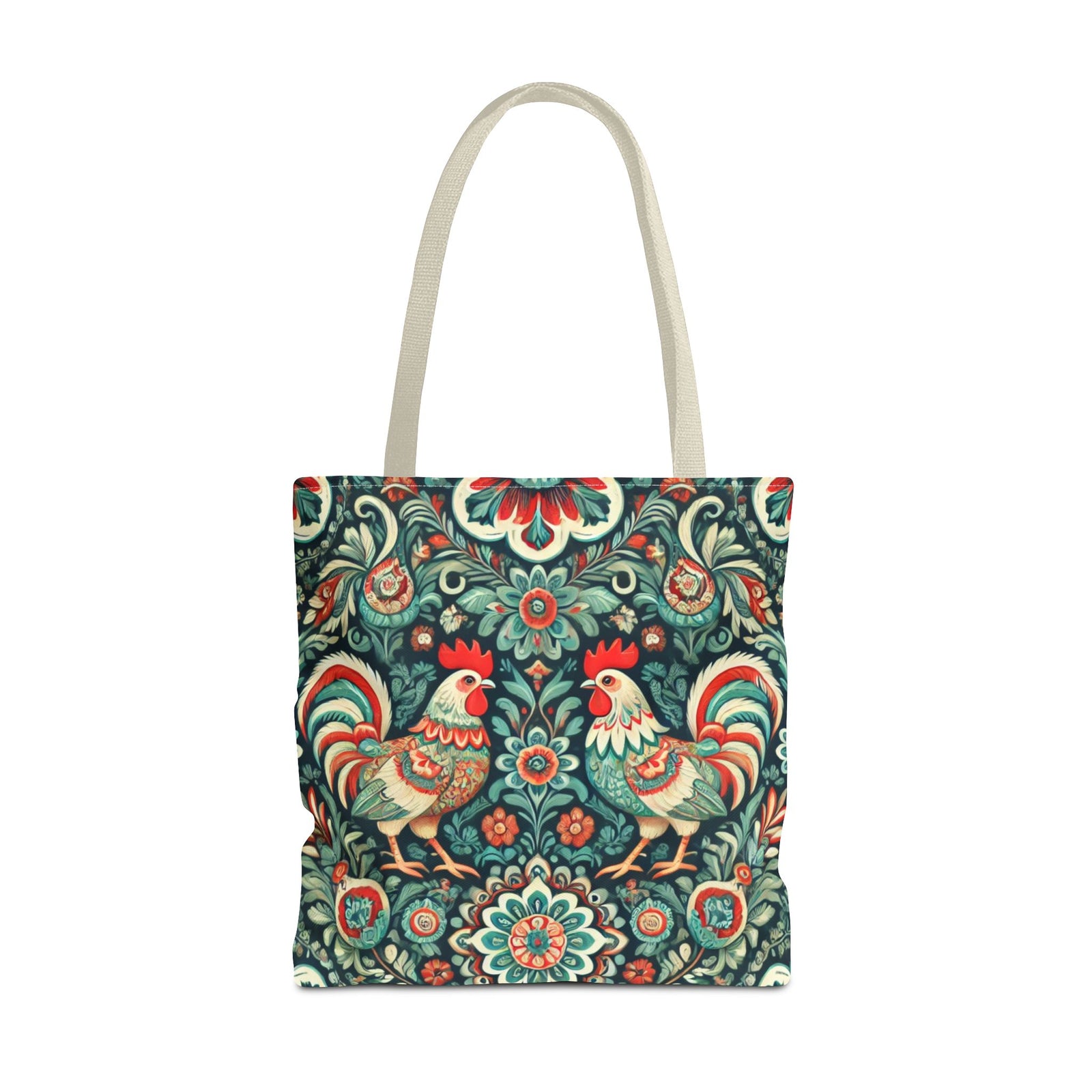 Polish Wycinanki Chickens Floral Design Tote Bag