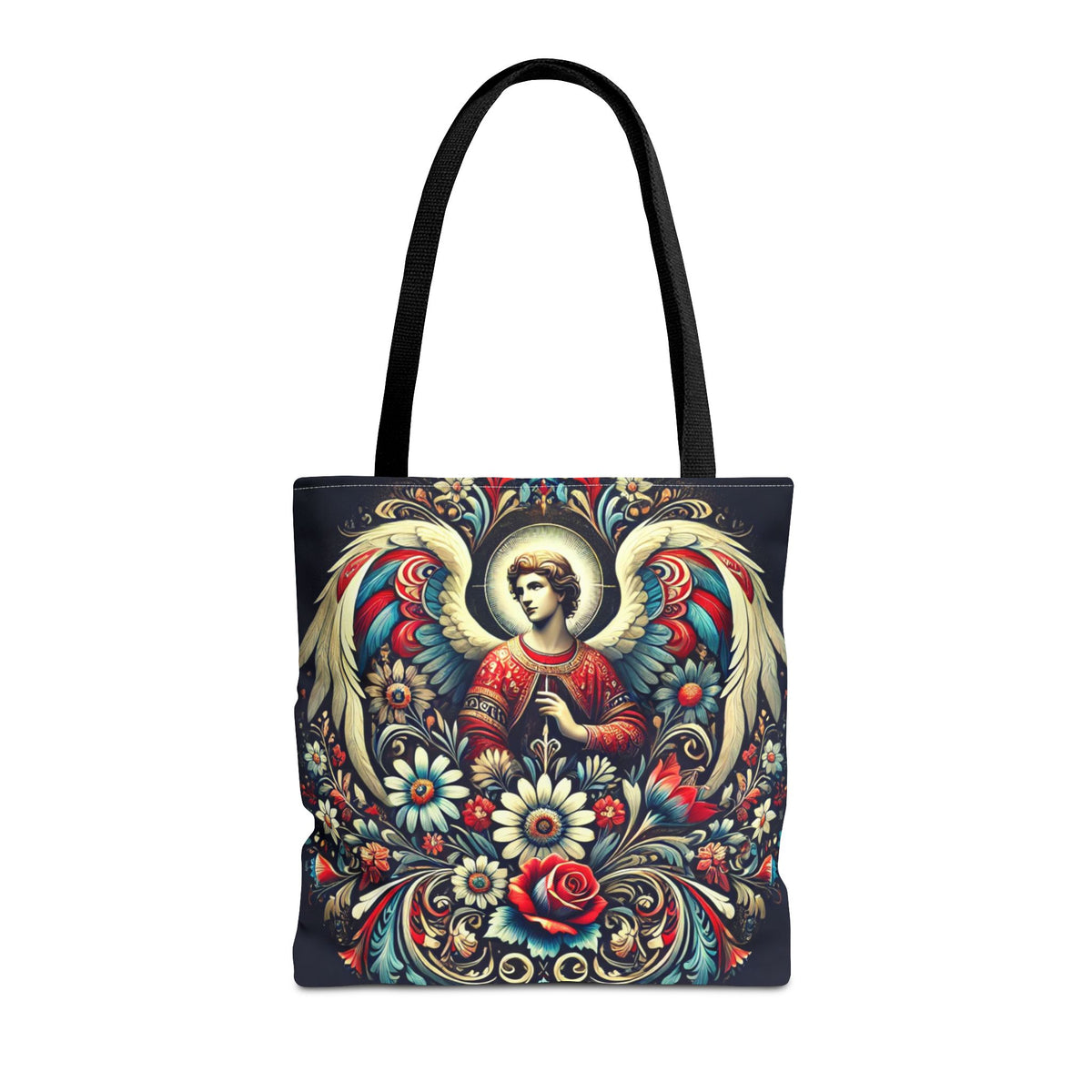 Archangel Michael Polish Floral Folk Art Tote Bag