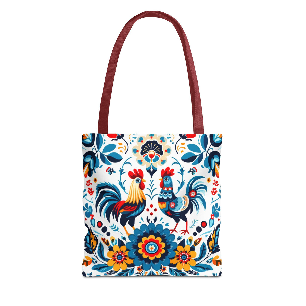 Vibrant Polish Chicken Pattern Floral Design Tote Bag