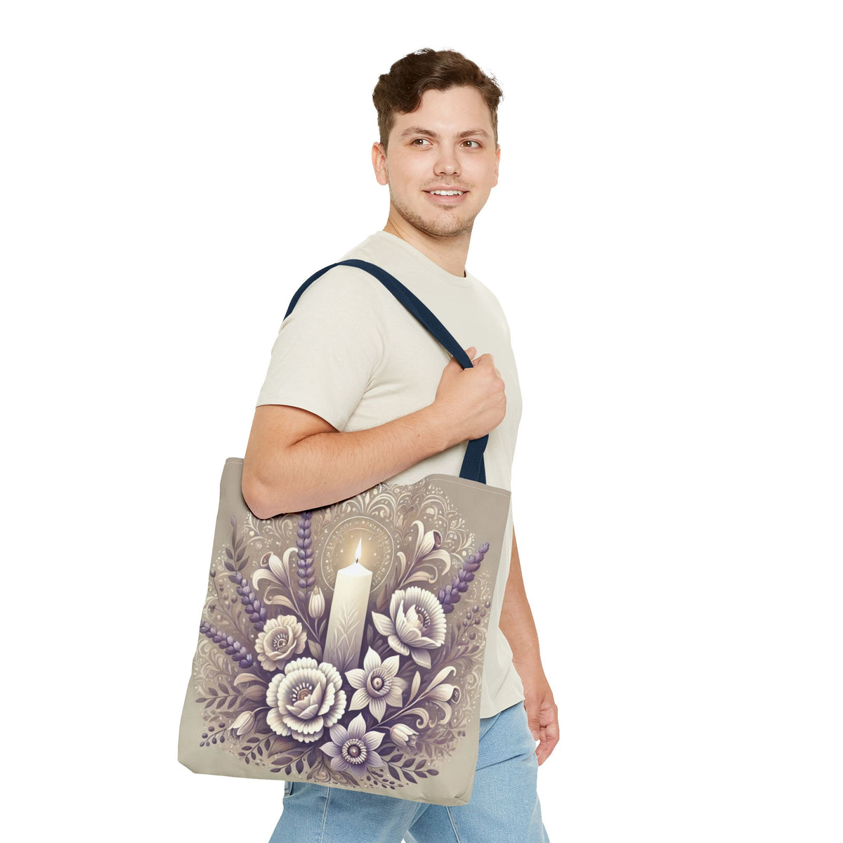 All Saints Day Religious Floral Folk Art Tote Bag