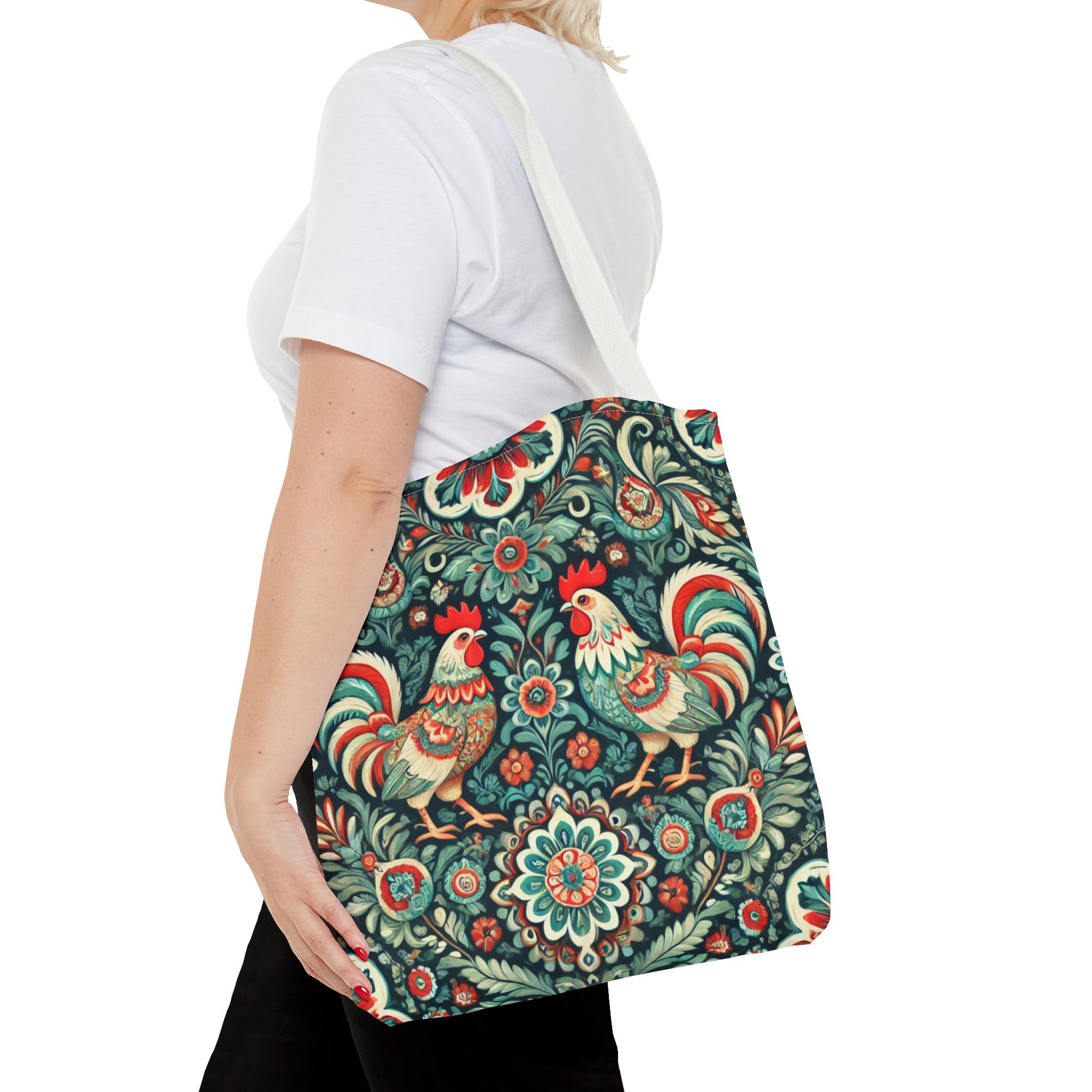 Polish Wycinanki Chickens Floral Design Tote Bag