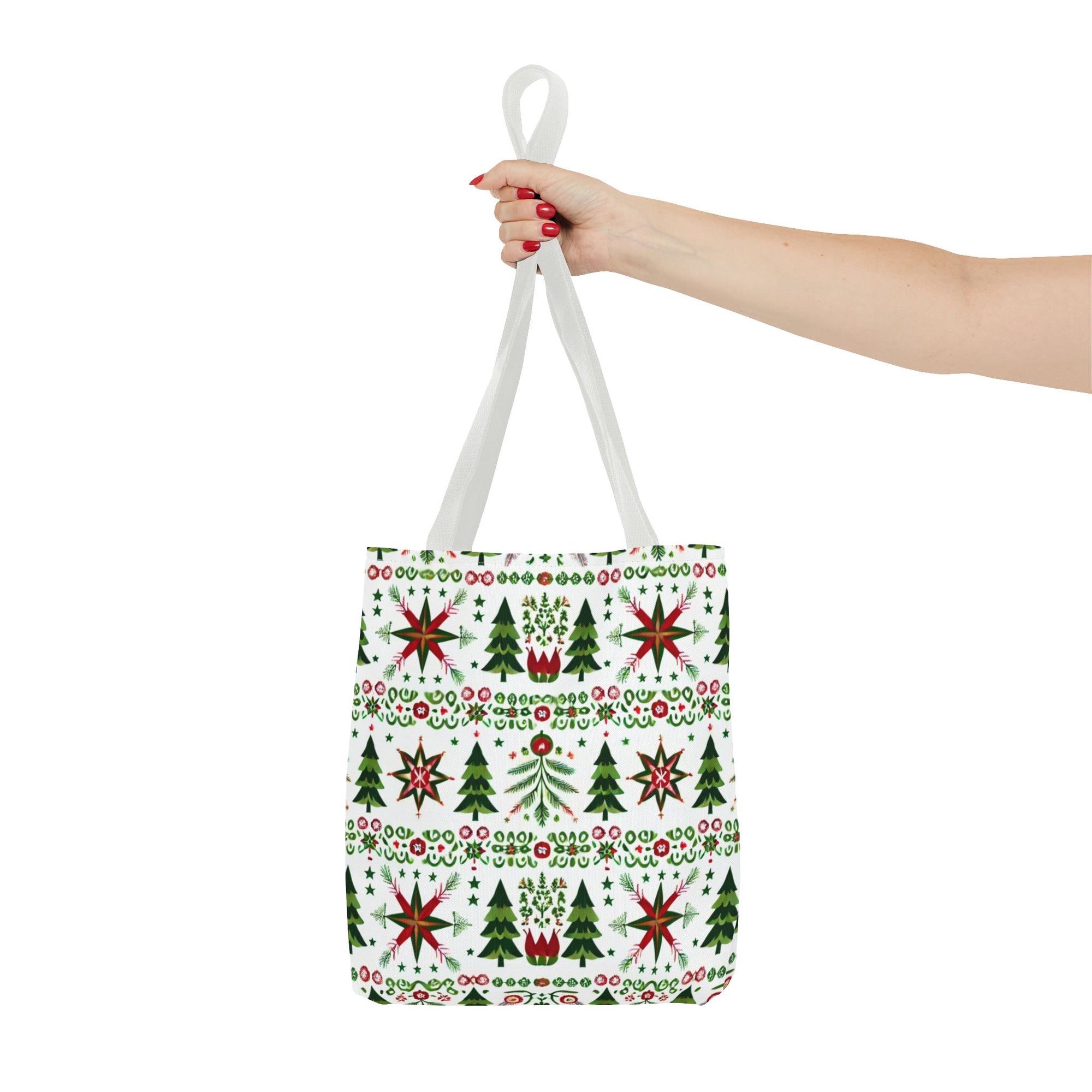 Polish Christmas Folk Art Pattern Stars Pines & Florals Tote Bag