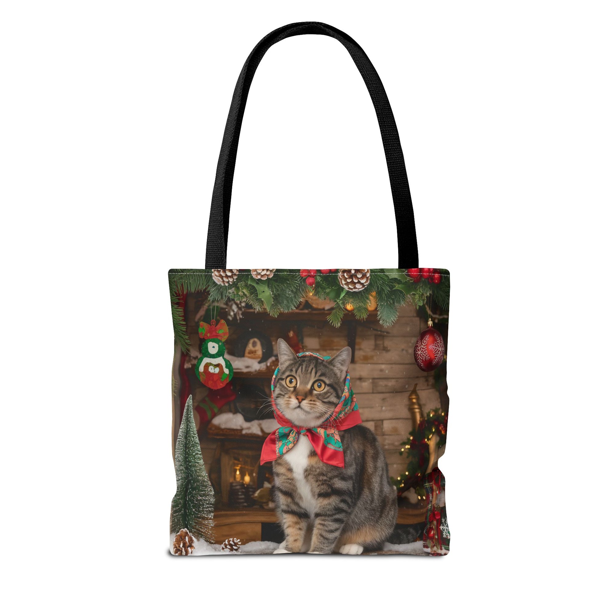 Cat with Babushka Christmas Tote Bag