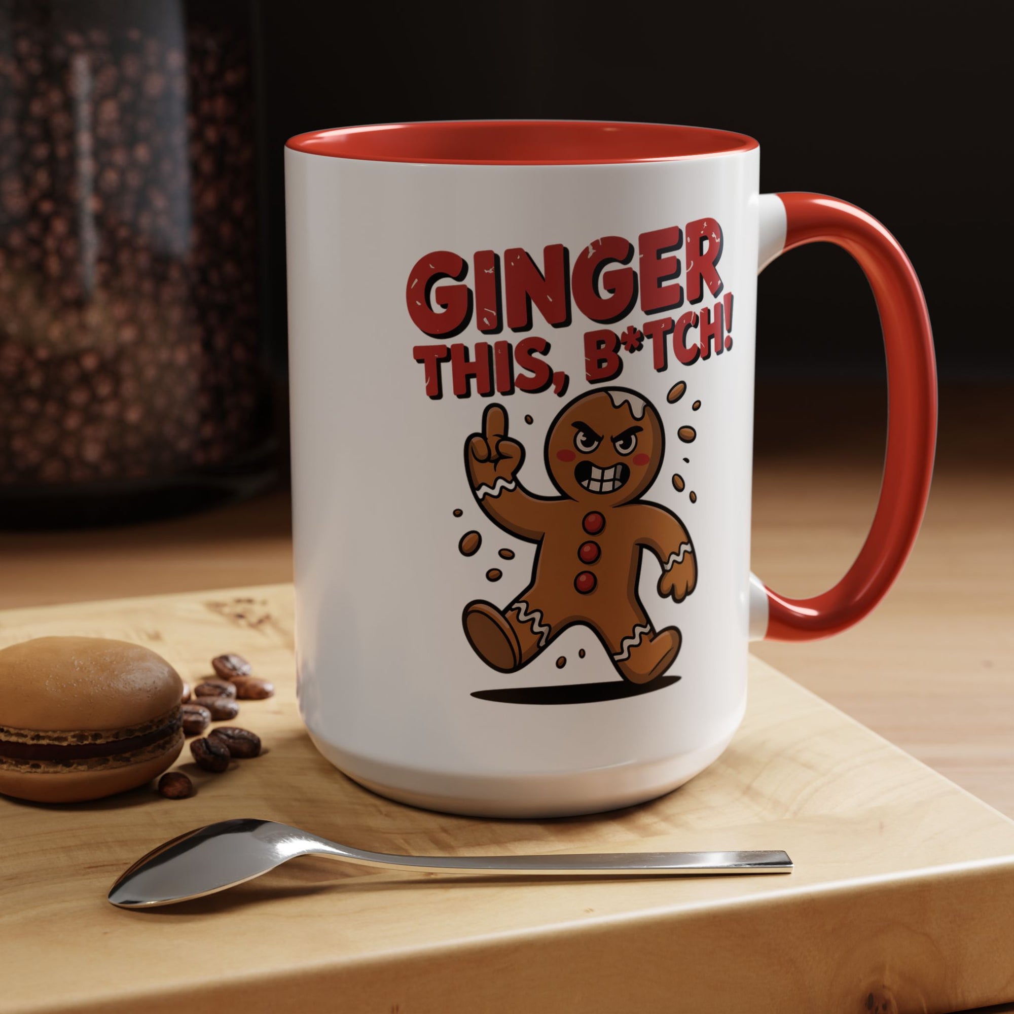 Angry Gingerbread Man Coffee Mug With Color Inside