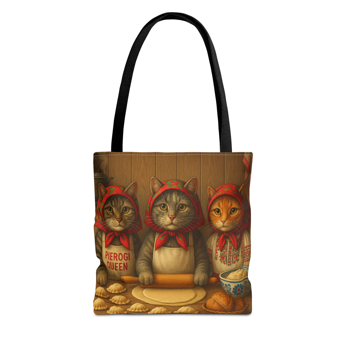 Babcia Cat Trio Making Pierogi Tote Bag