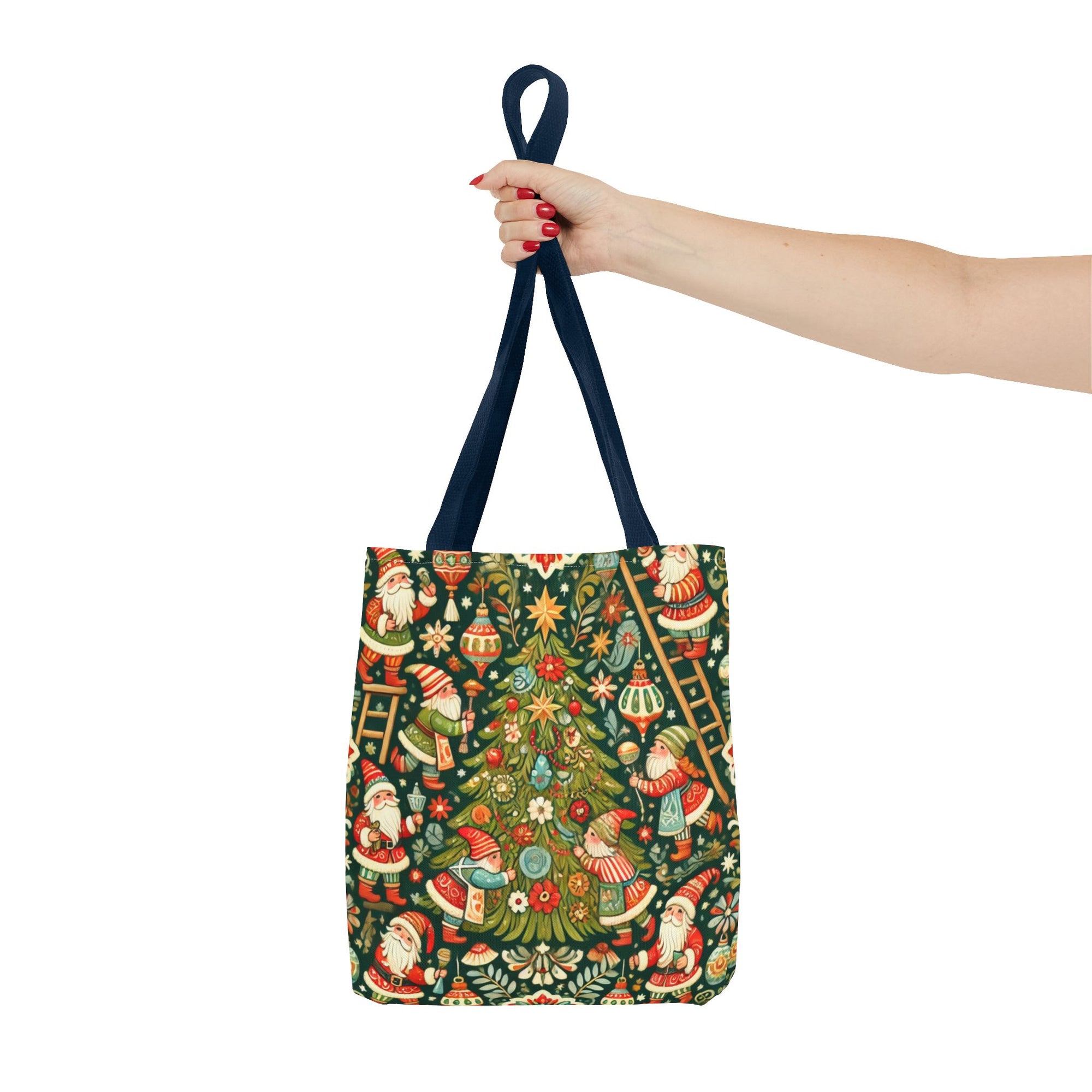 Christmas Gnomes Decorating Tree Holiday Tote Bag