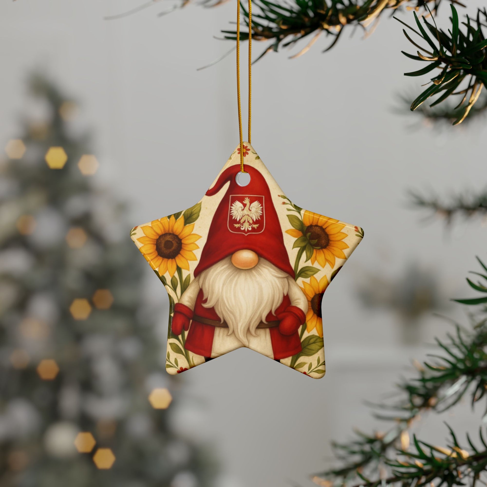 Cute Polish Gnone Ceramic Ornament,  2-Sided Design