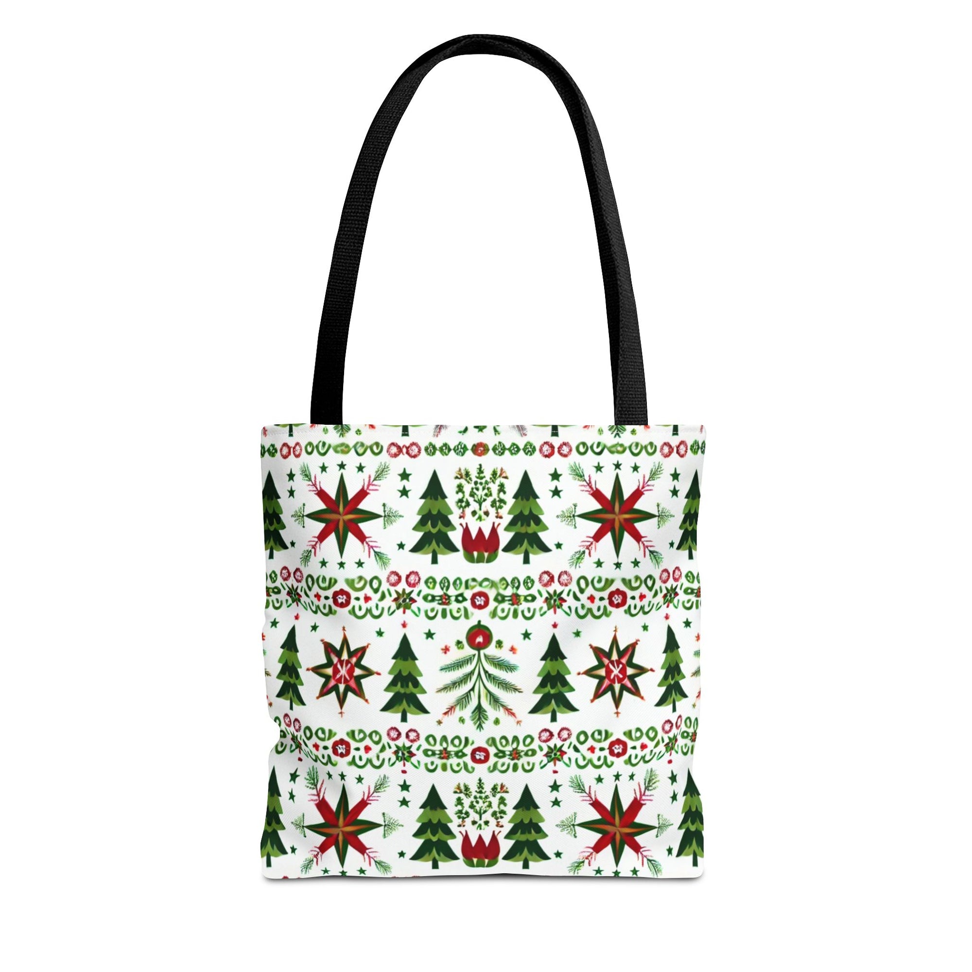 Polish Christmas Folk Art Pattern Stars Pines & Florals Tote Bag