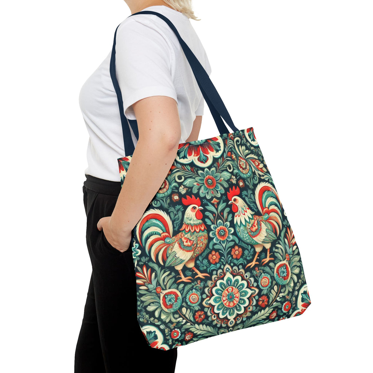 Polish Wycinanki Chickens Floral Design Tote Bag