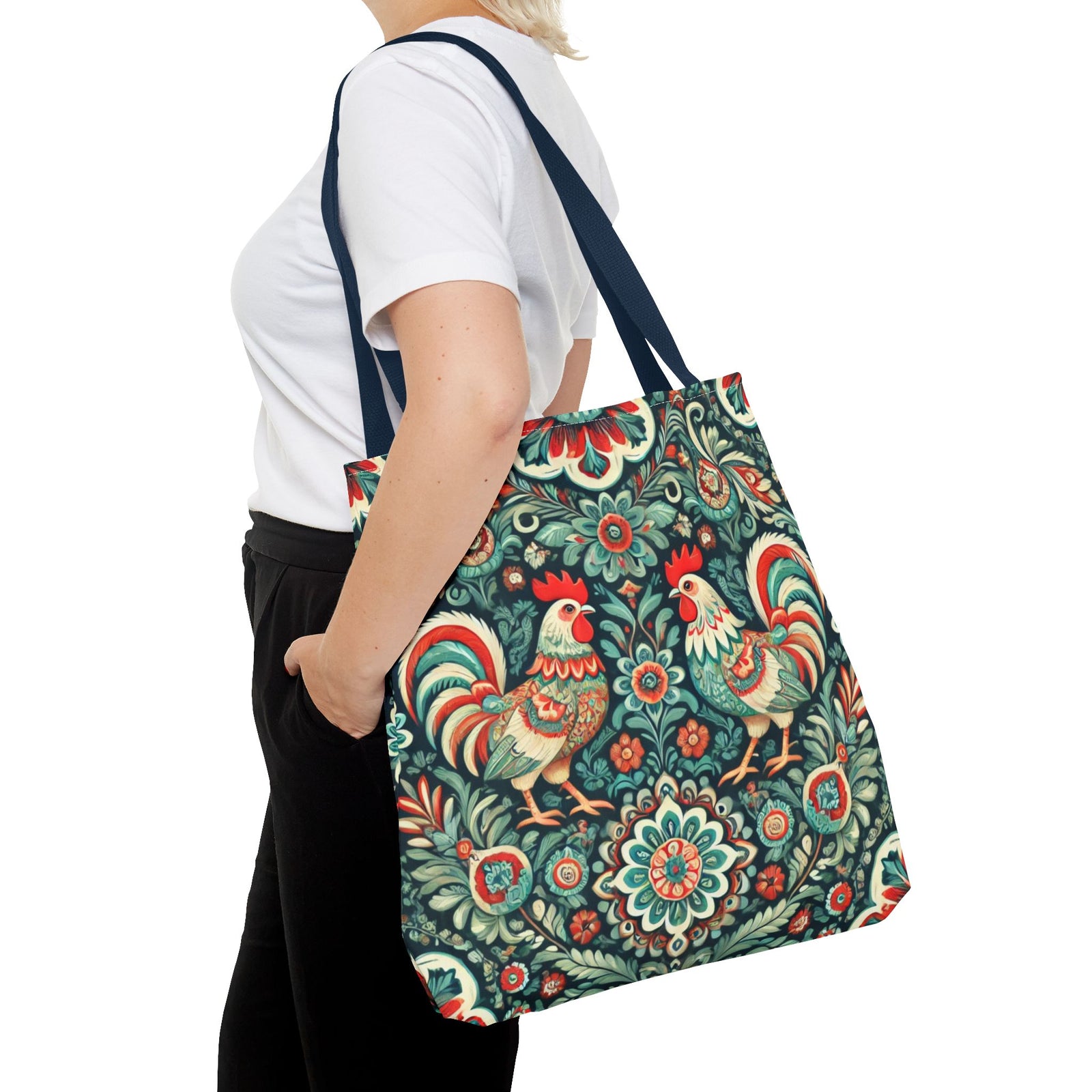 Polish Wycinanki Chickens Floral Design Tote Bag