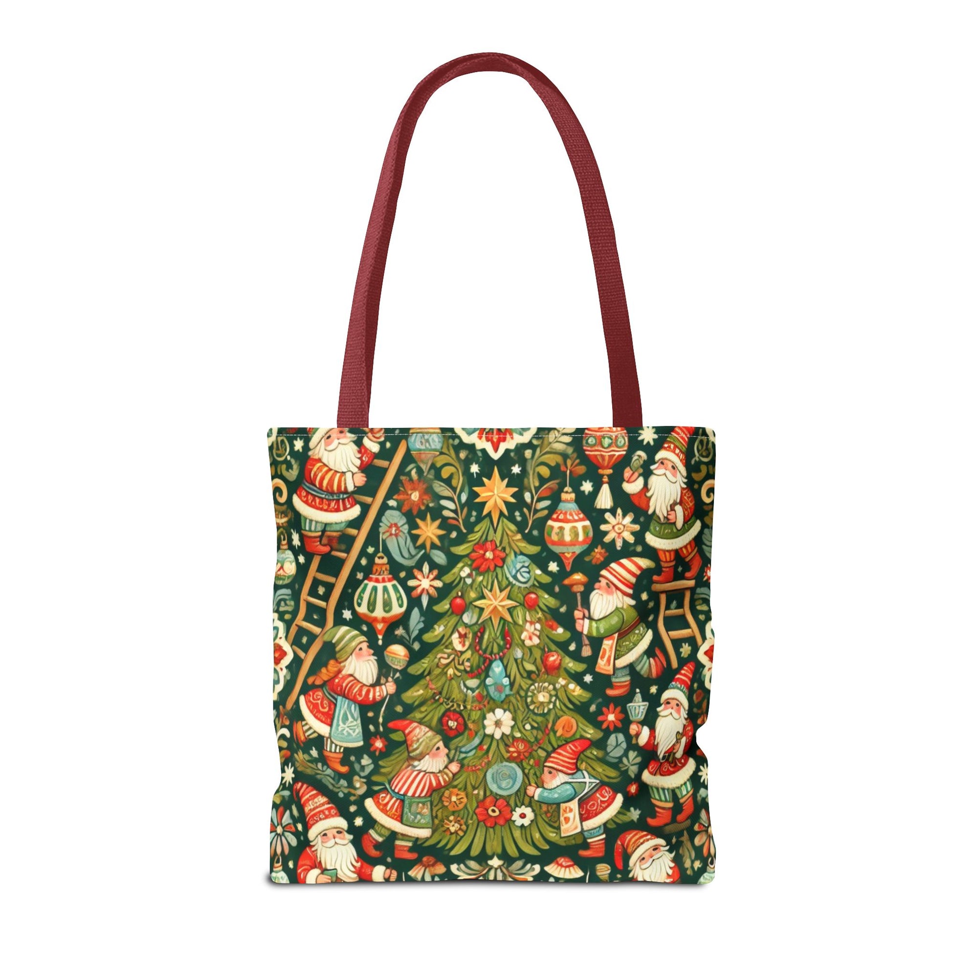Christmas Gnomes Decorating Tree Holiday Tote Bag