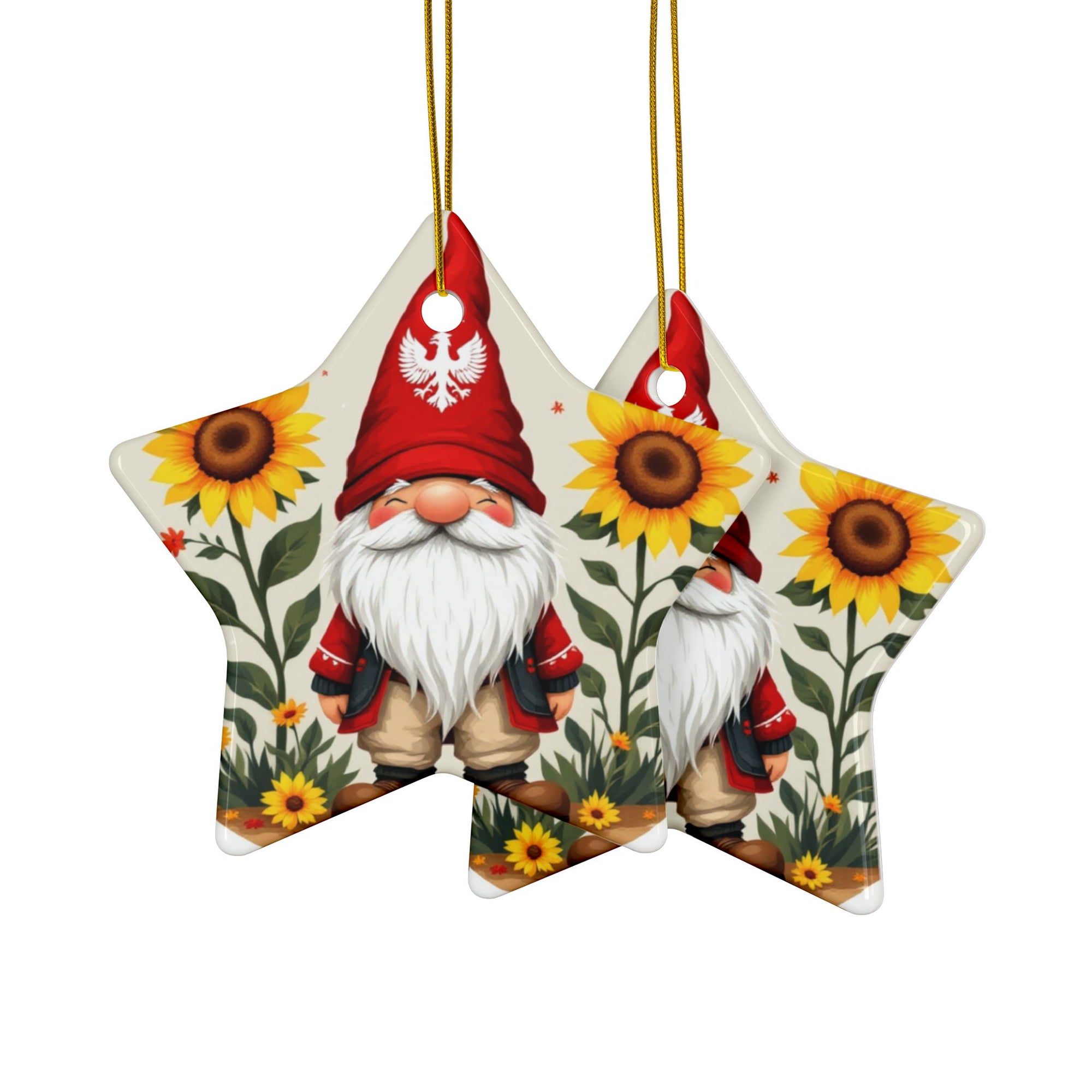 Poland Gnome Sunflower Ceramic Ornaments