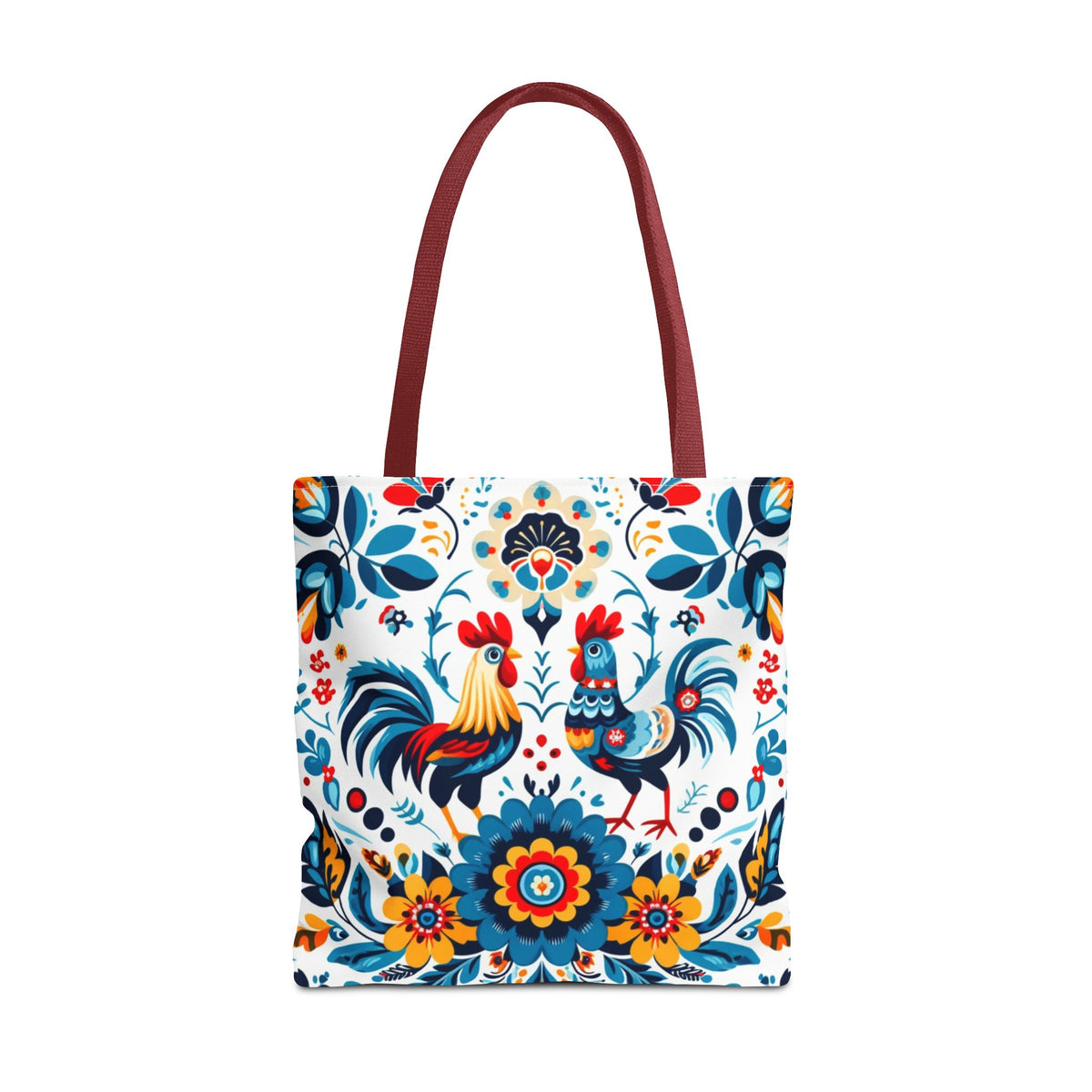 Vibrant Polish Chicken Pattern Floral Design Tote Bag