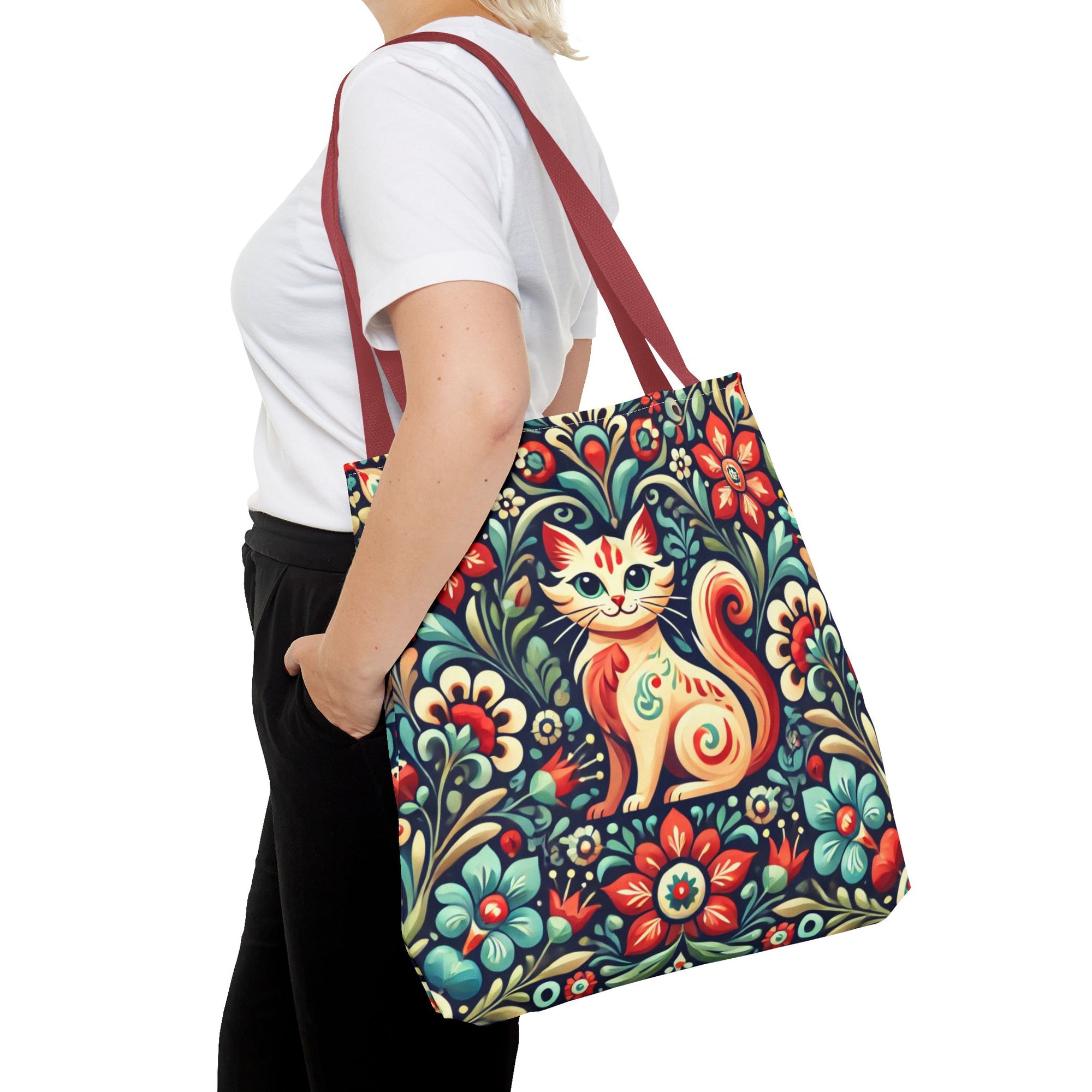 Orange Cat Folk Art Tote Bag (AOP)