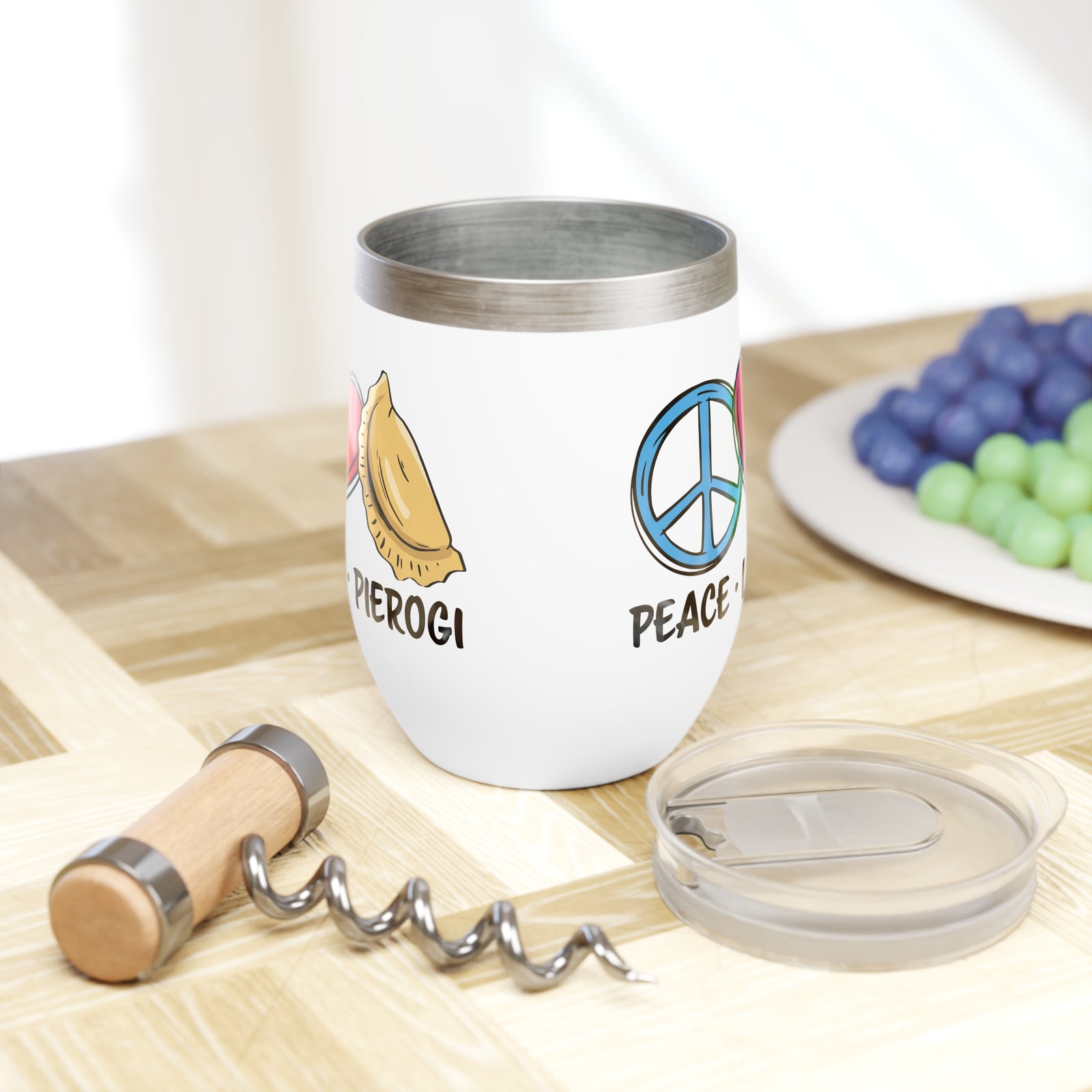 Peace Love Pierogi Wine Tumbler