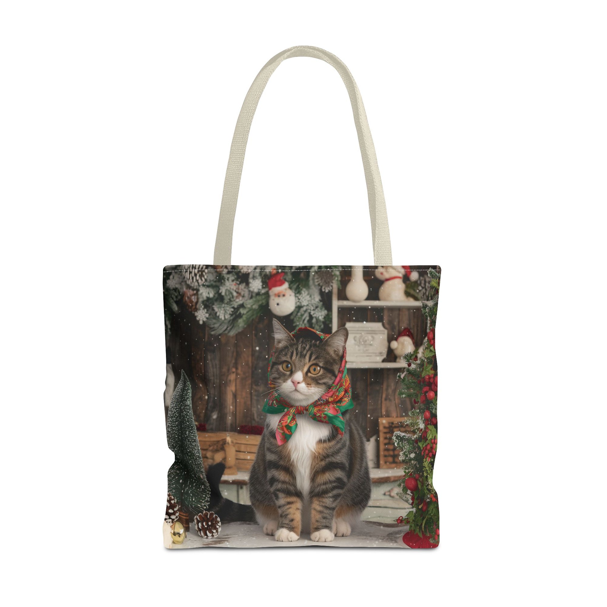 Babushka Cat Holiday Christmas Tote Bag