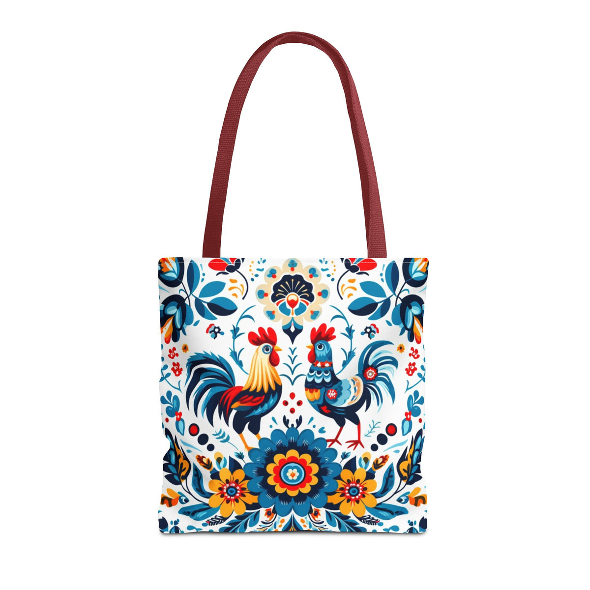 Vibrant Polish Chicken Pattern Floral Design Tote Bag
