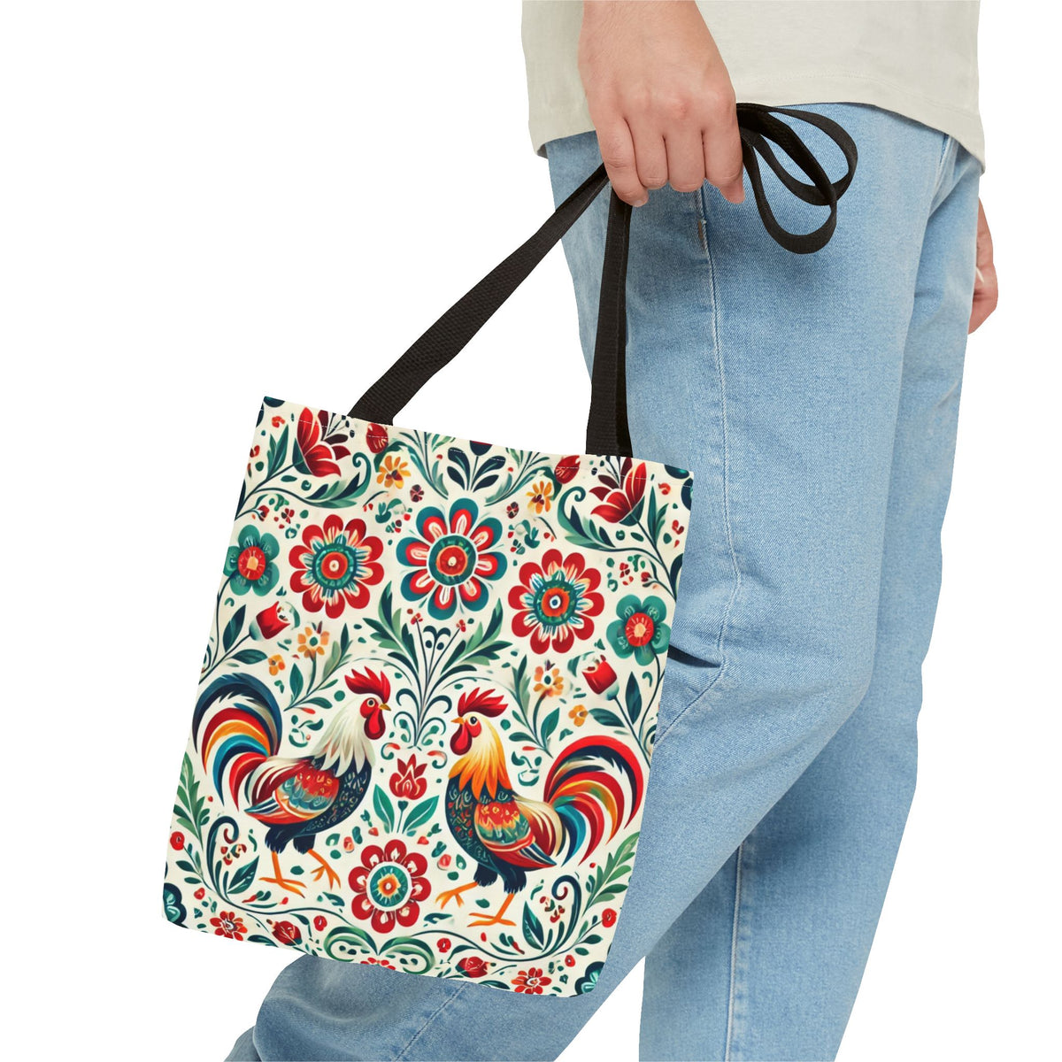 Colorful Polish Wycinanki Floral Design Tote Bag