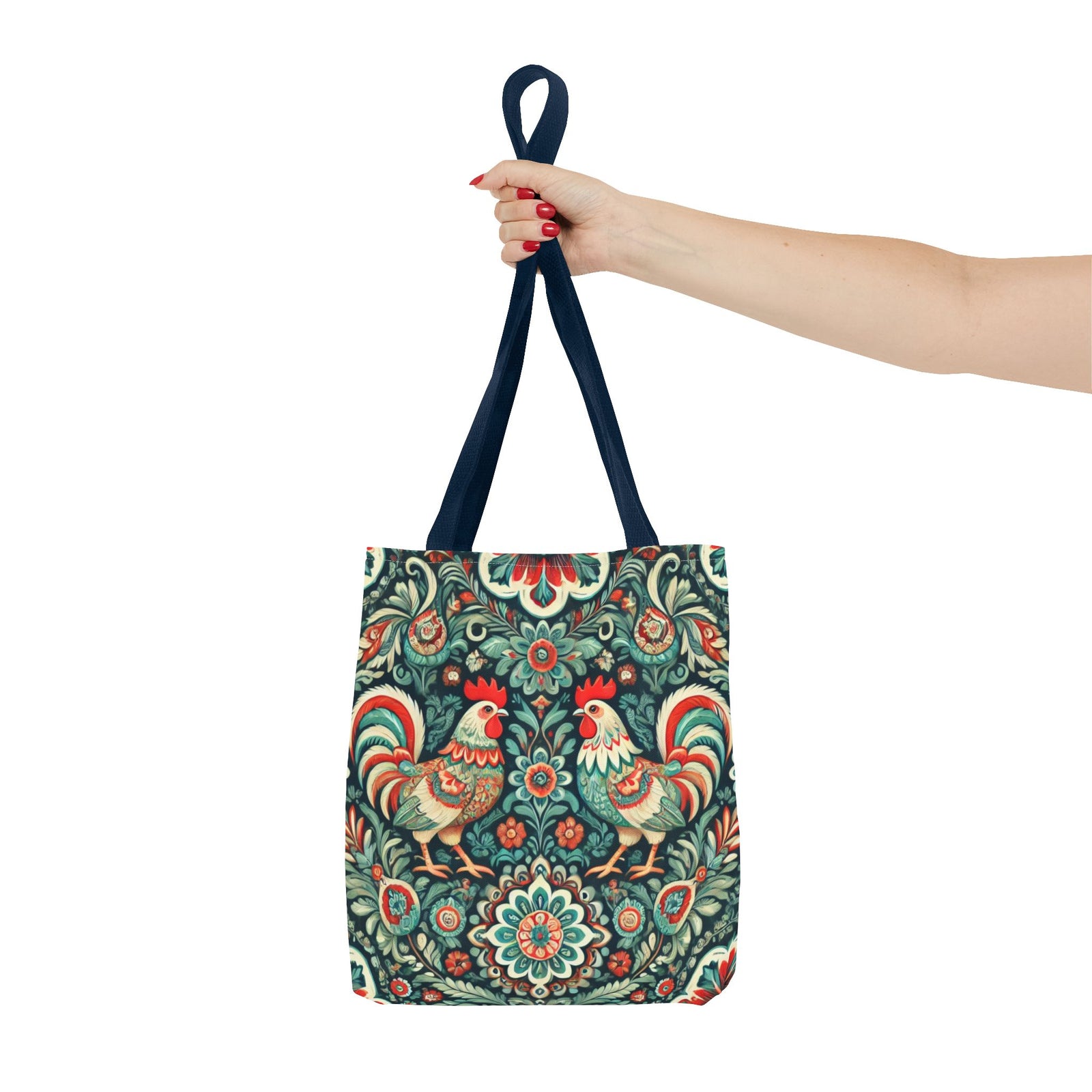 Polish Wycinanki Chickens Floral Design Tote Bag