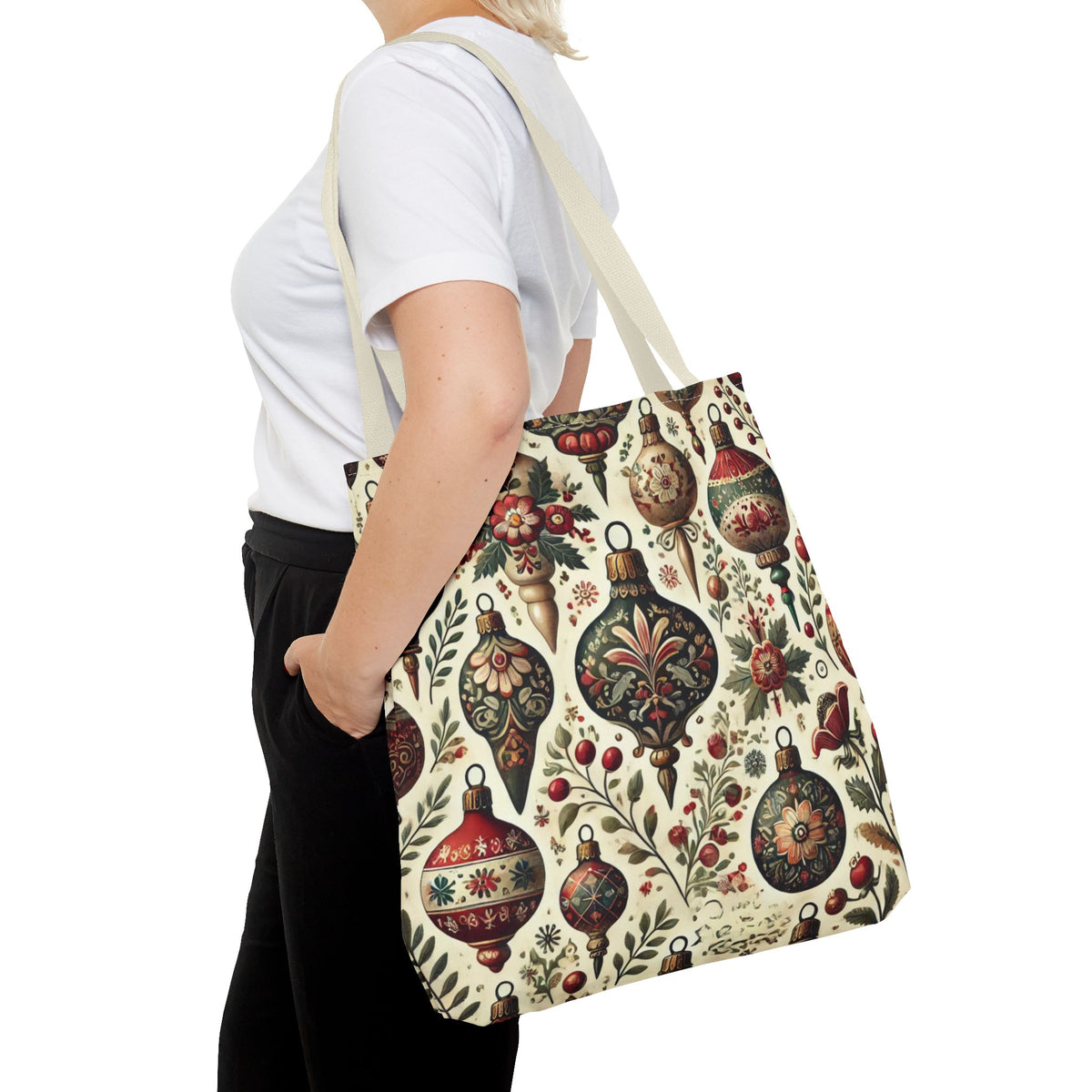 Vintage Christmas Bulbs Festive Holiday Tote Bag