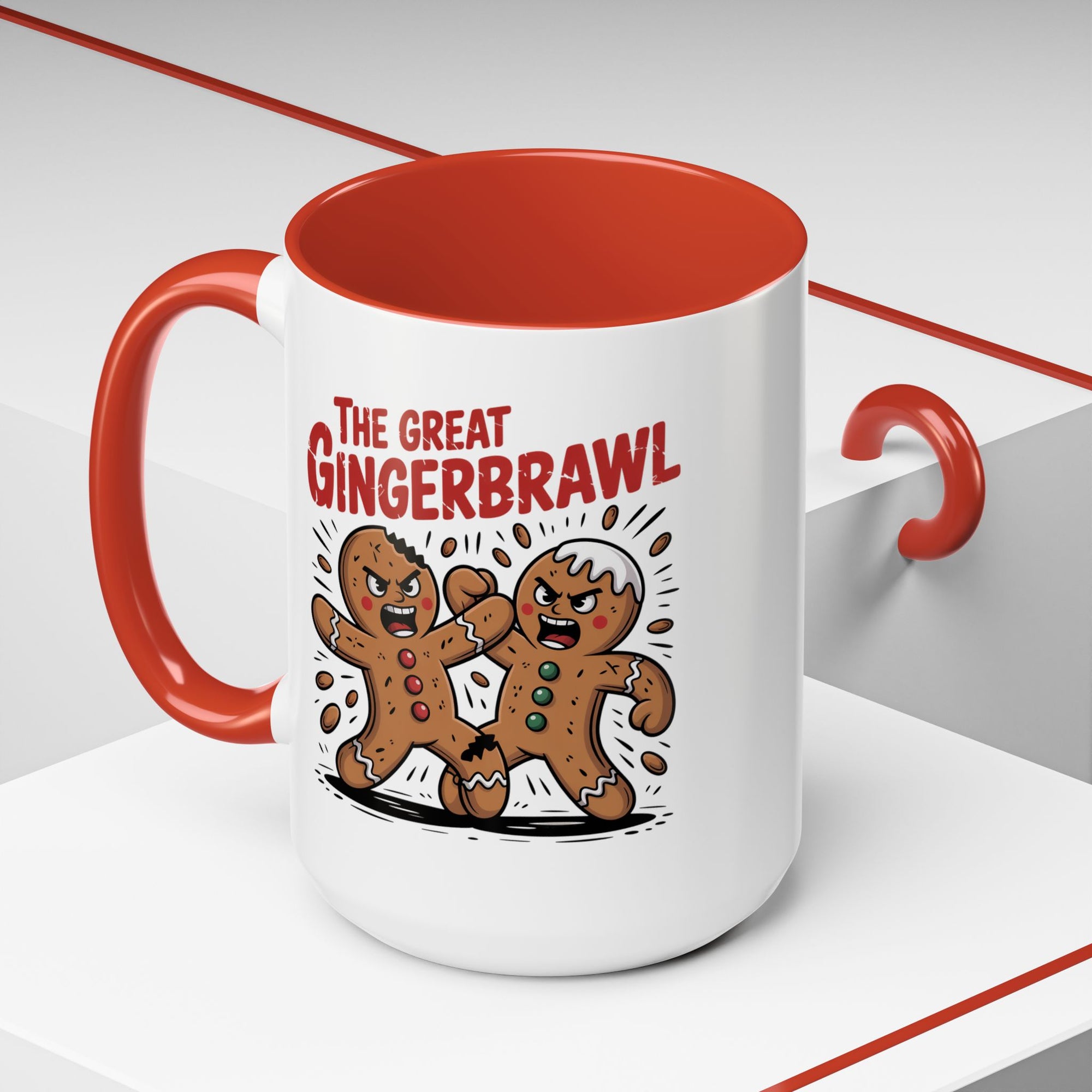 Gingerbread Man GingerBrawl Coffee Mug With Color Inside