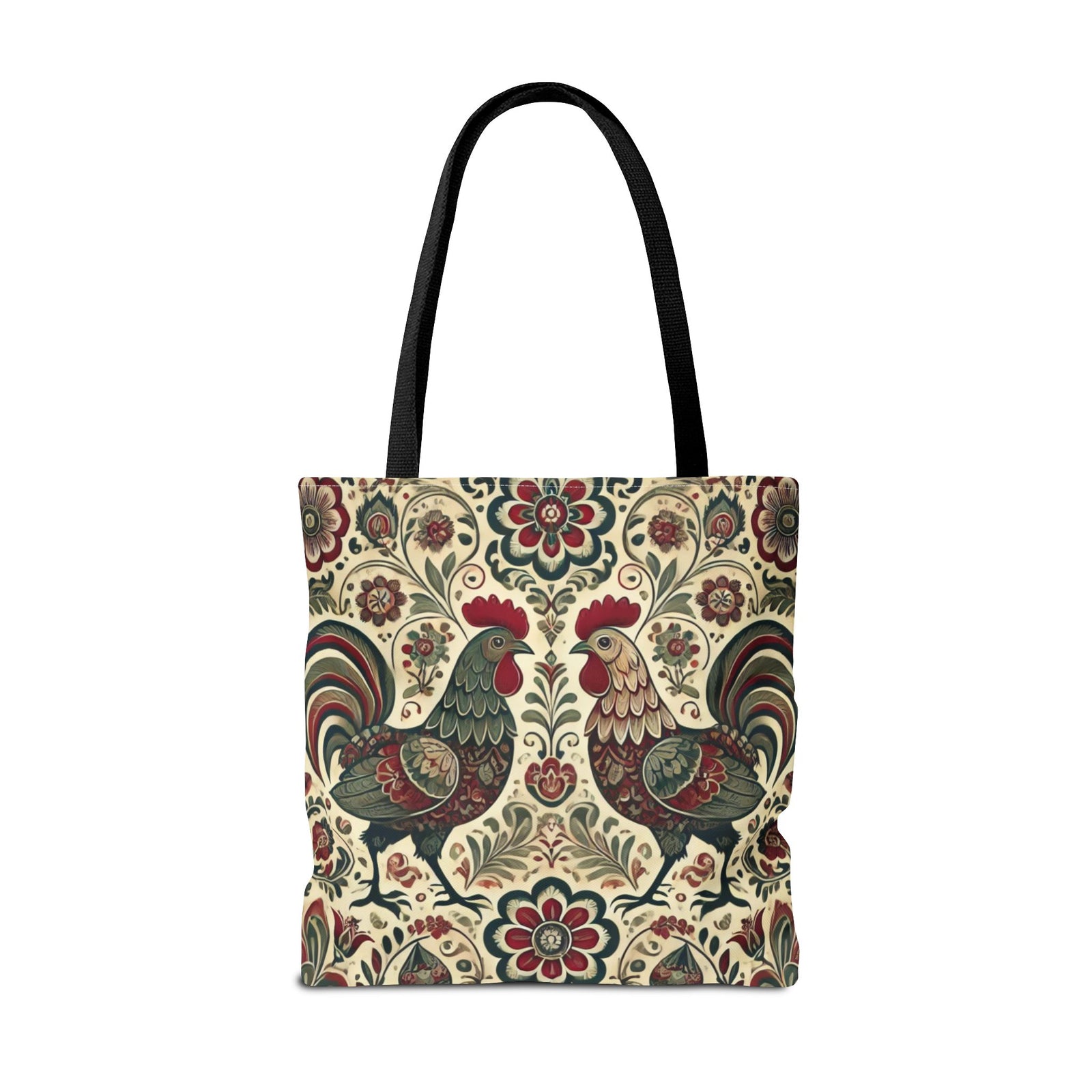 Retro Themed Polish Wycinanki Rooster Pattern Folk Art Tote Bag