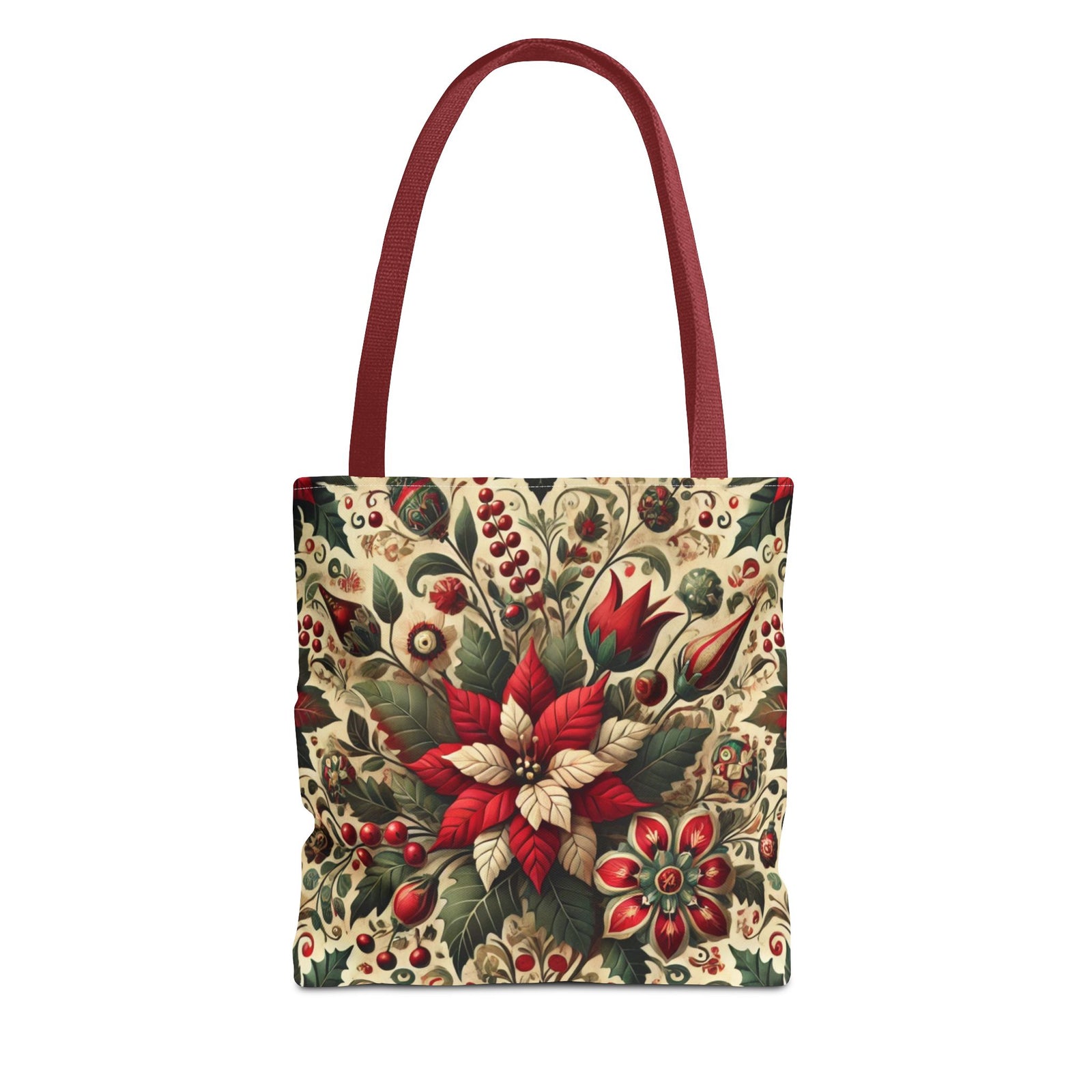 Christmas Poinsettia Floral Art Holiday Tote Bag