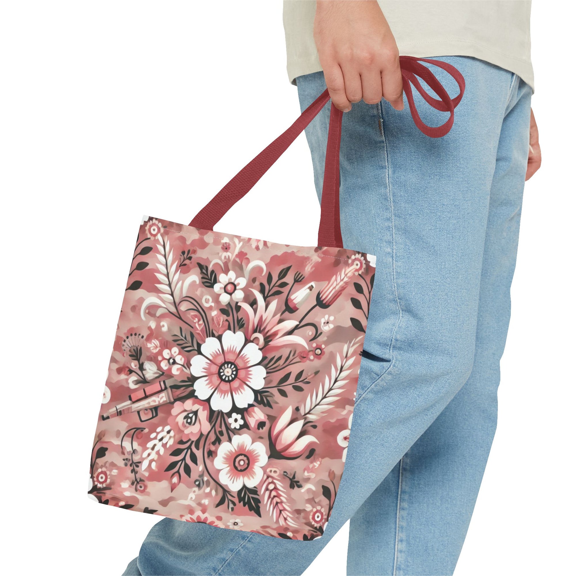 Pink Camouflage Floral Pattern Tote Bag