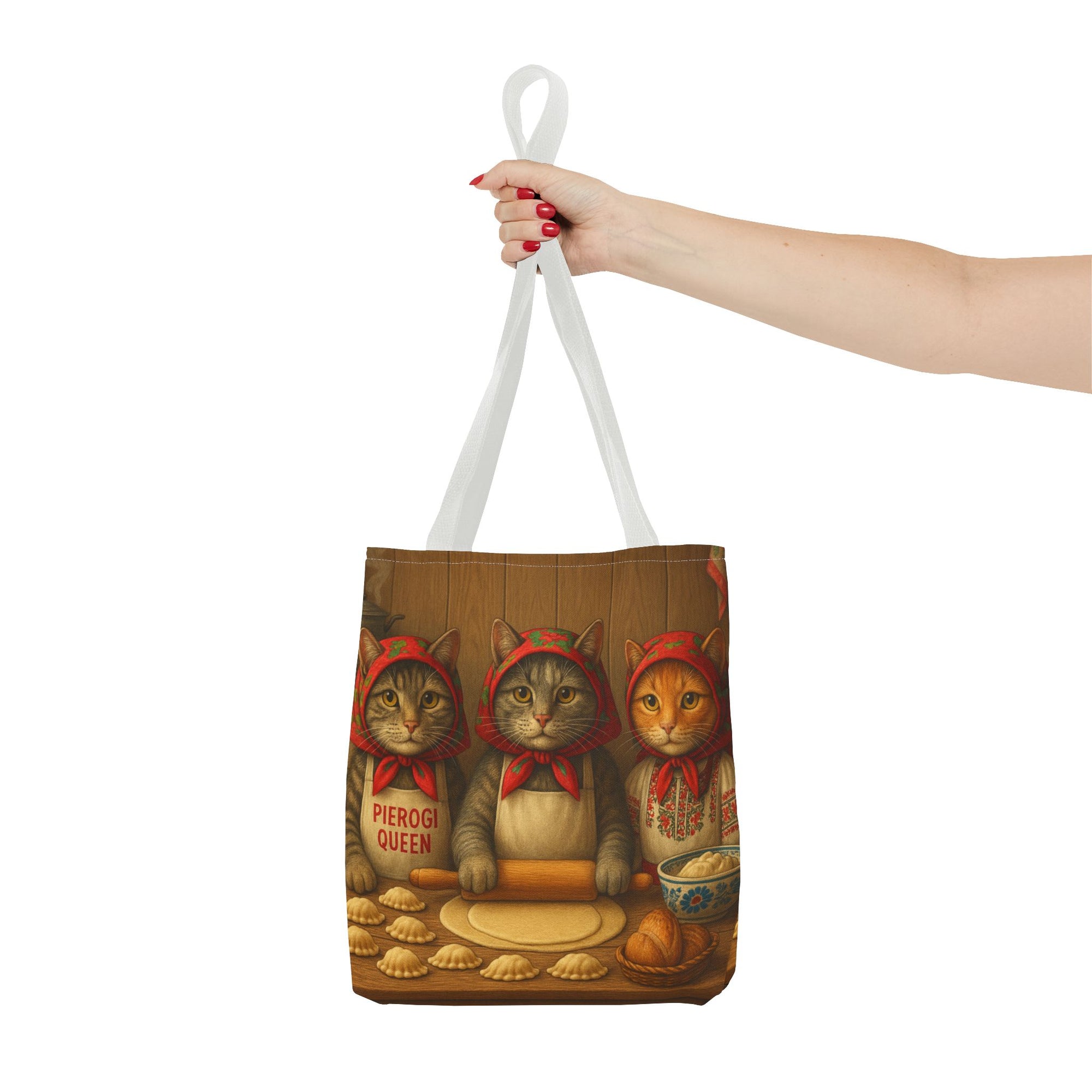 Babcia Cat Trio Making Pierogi Tote Bag