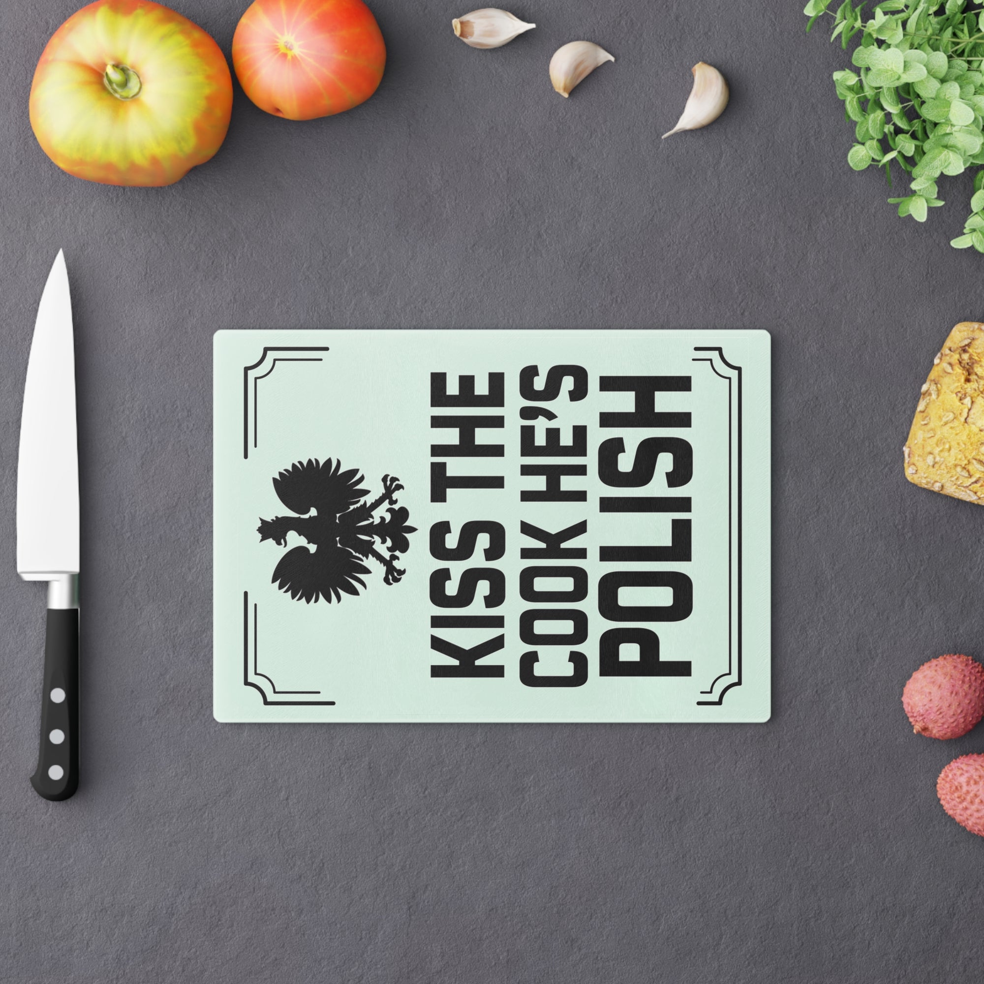 Kiss the Cook He's Polish Cutting Board