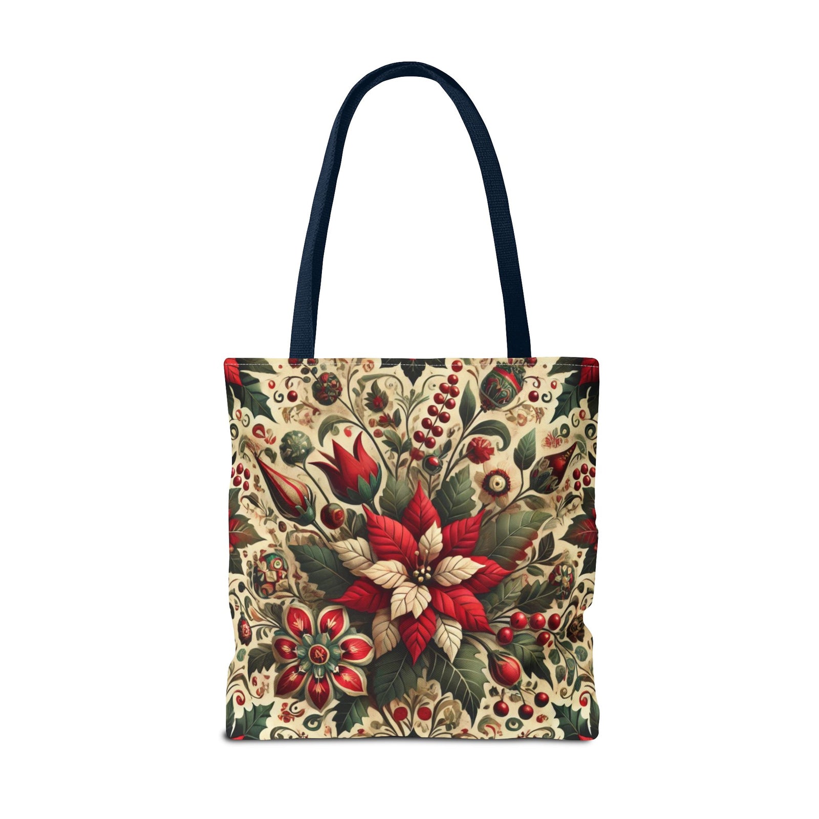 Christmas Poinsettia Floral Art Holiday Tote Bag