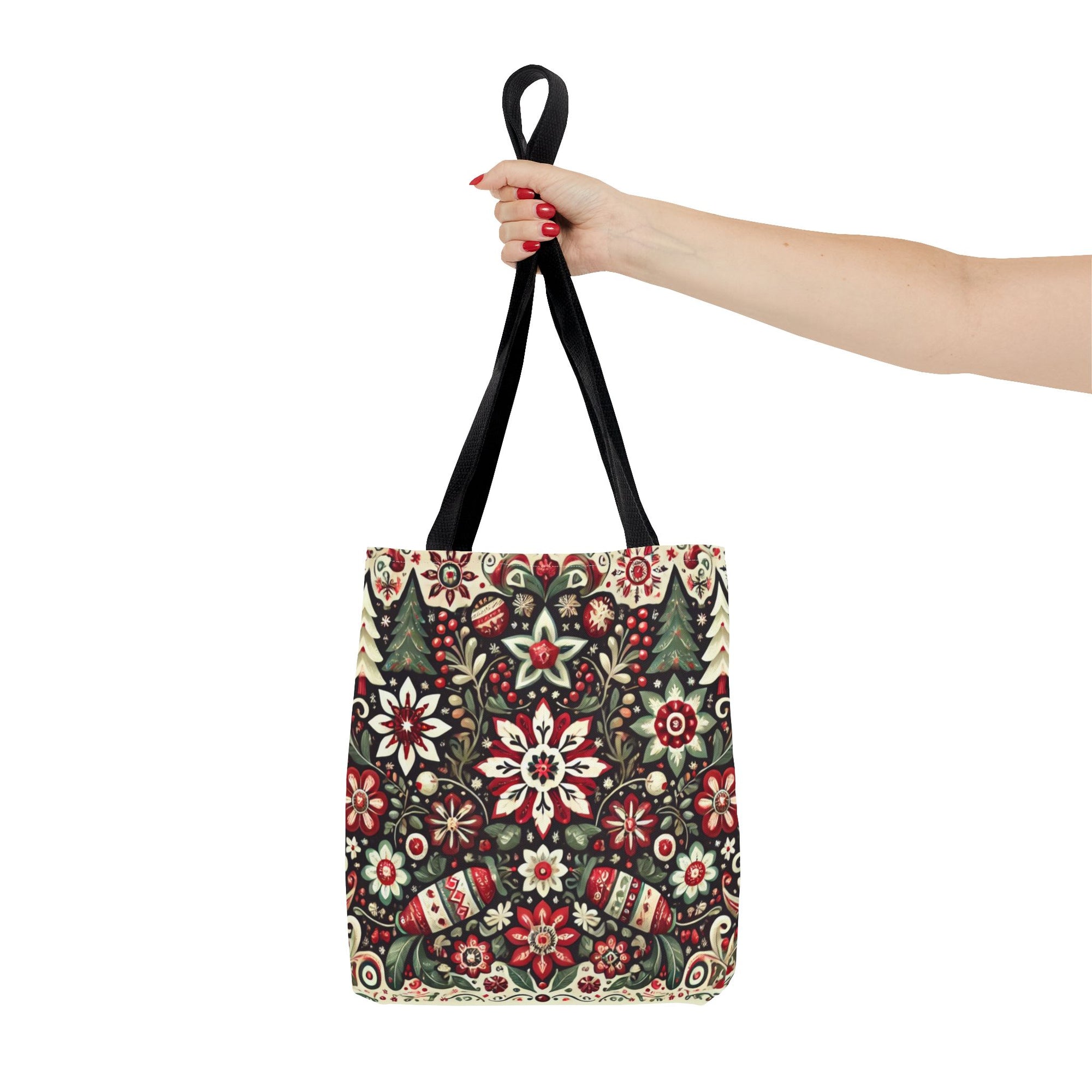 Antique Holiday Retro Christmas Folk Art Tote Bag