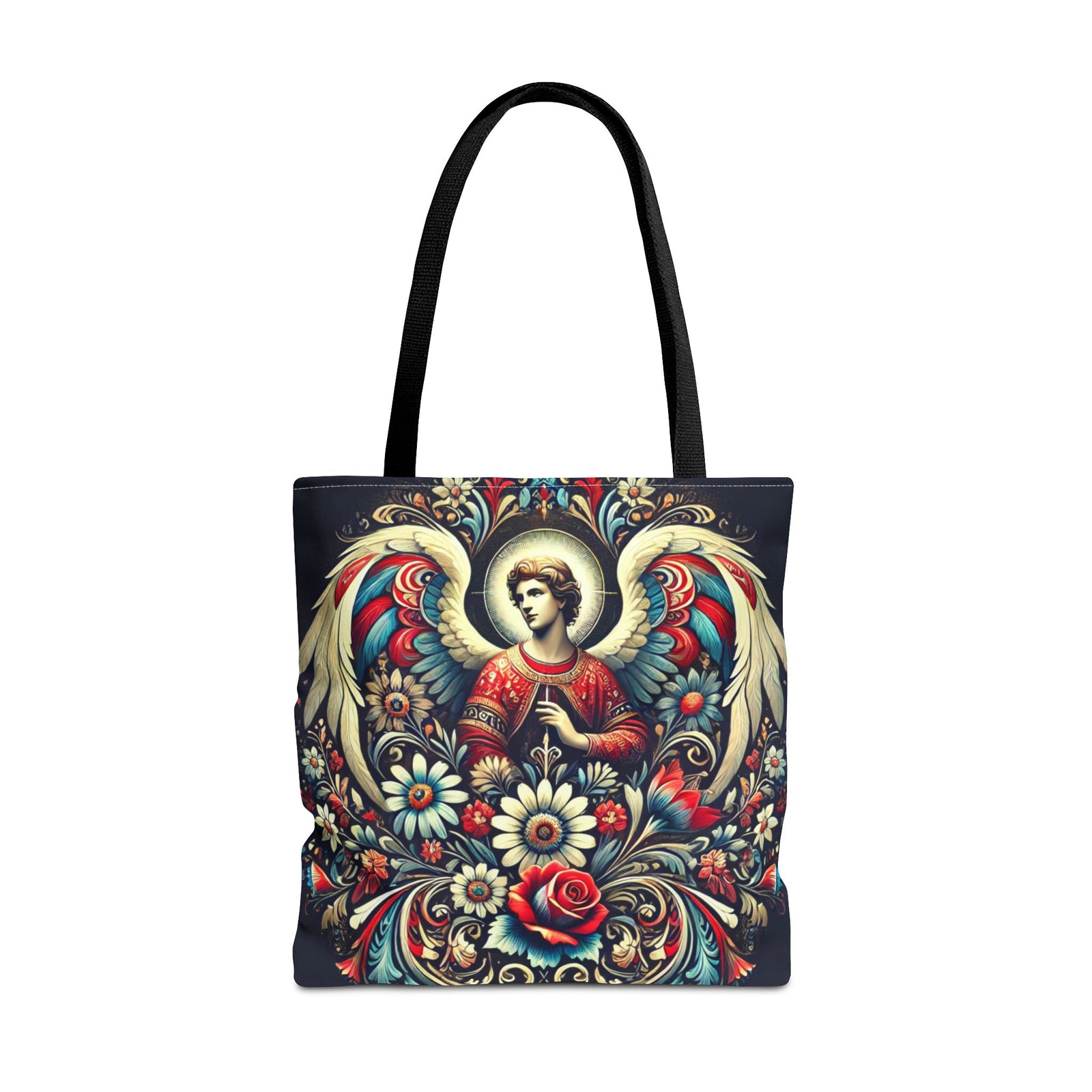 Archangel Michael Polish Floral Folk Art Tote Bag
