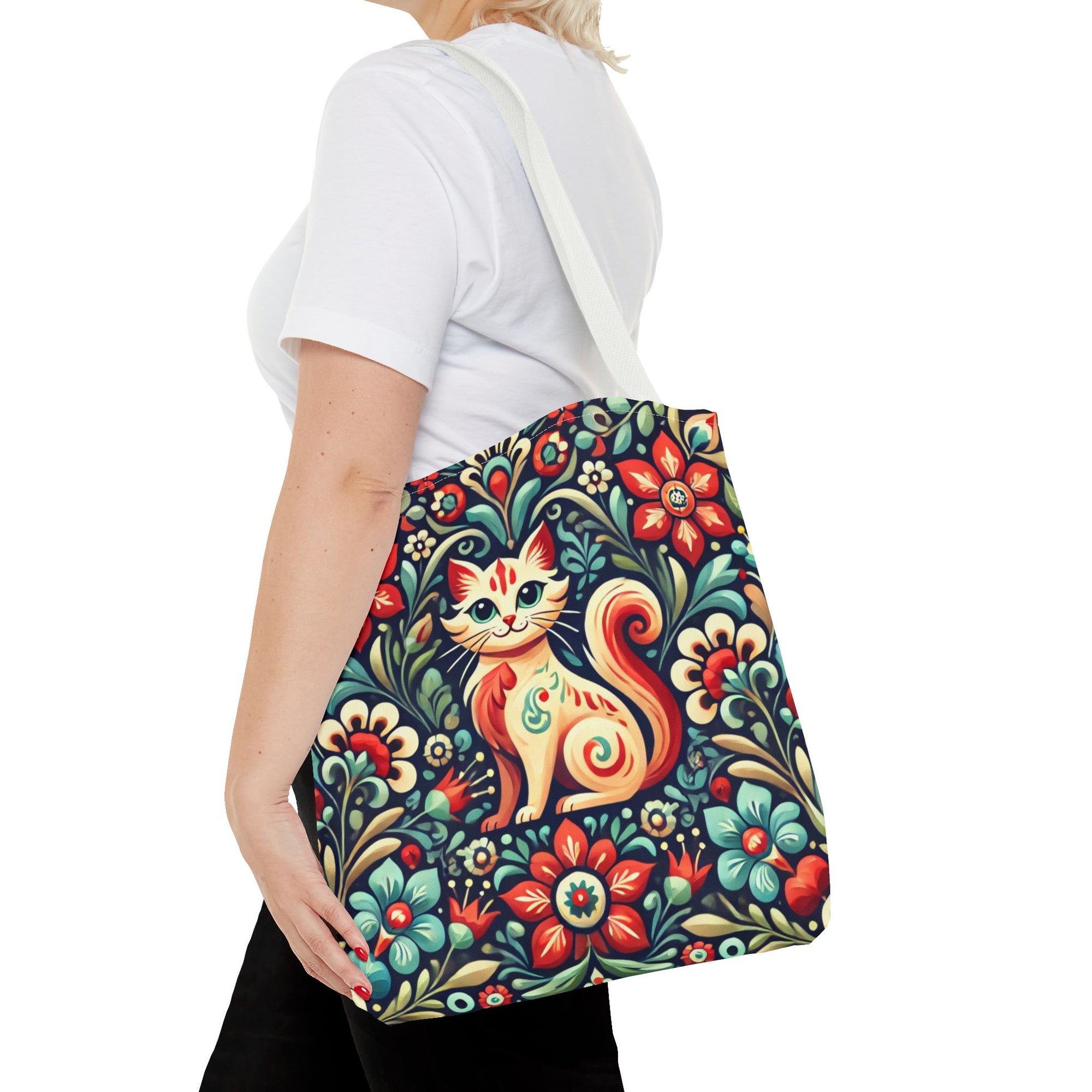 Orange Cat Folk Art Tote Bag (AOP)