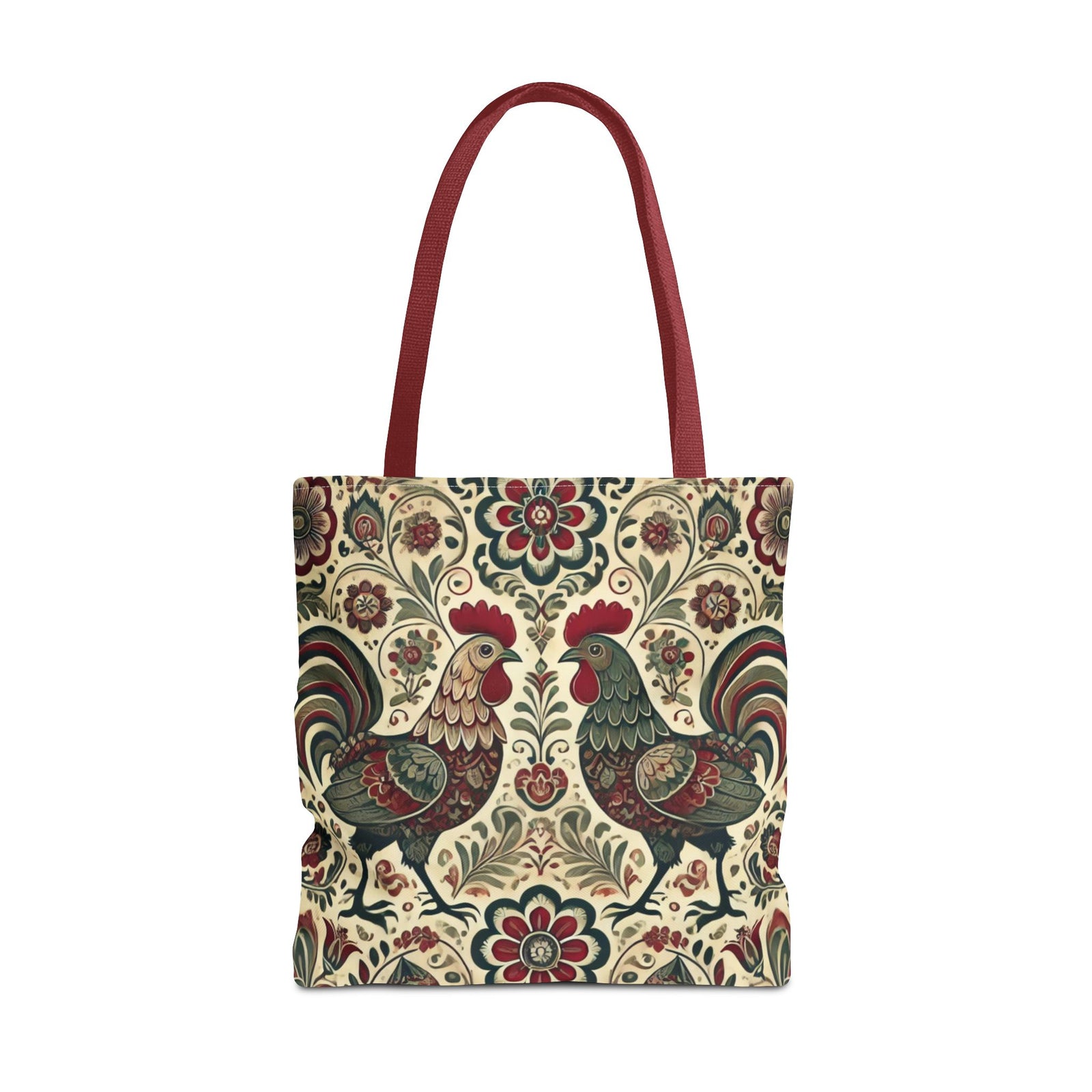 Retro Themed Polish Wycinanki Rooster Pattern Folk Art Tote Bag