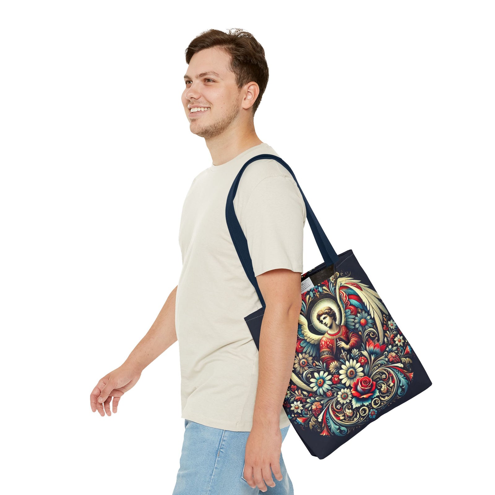 Archangel Michael Polish Floral Folk Art Tote Bag