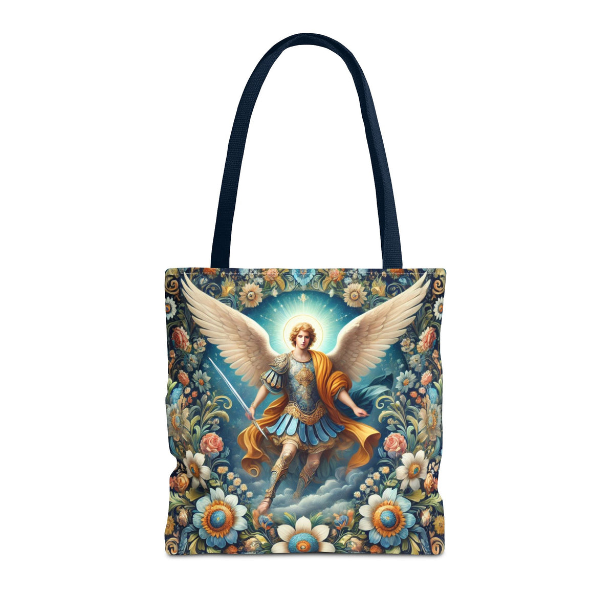 Archangel Michael Floral Tote Bag