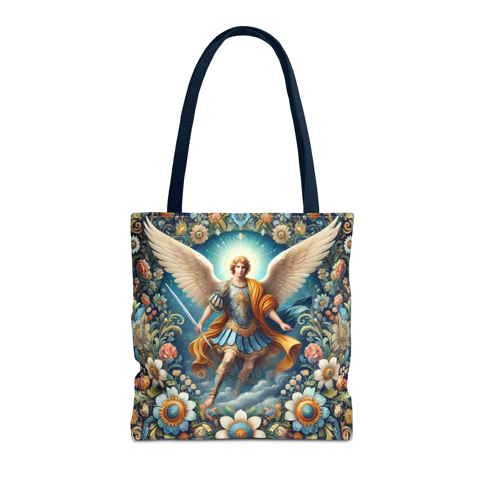 Archangel Michael Floral Tote Bag