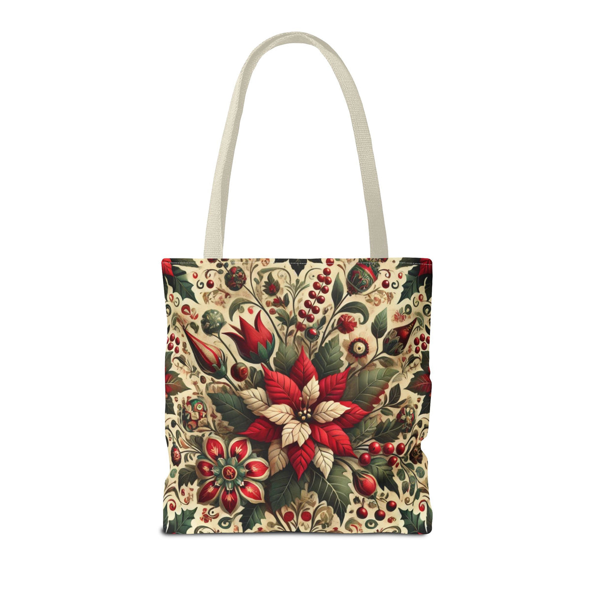 Christmas Poinsettia Floral Art Holiday Tote Bag