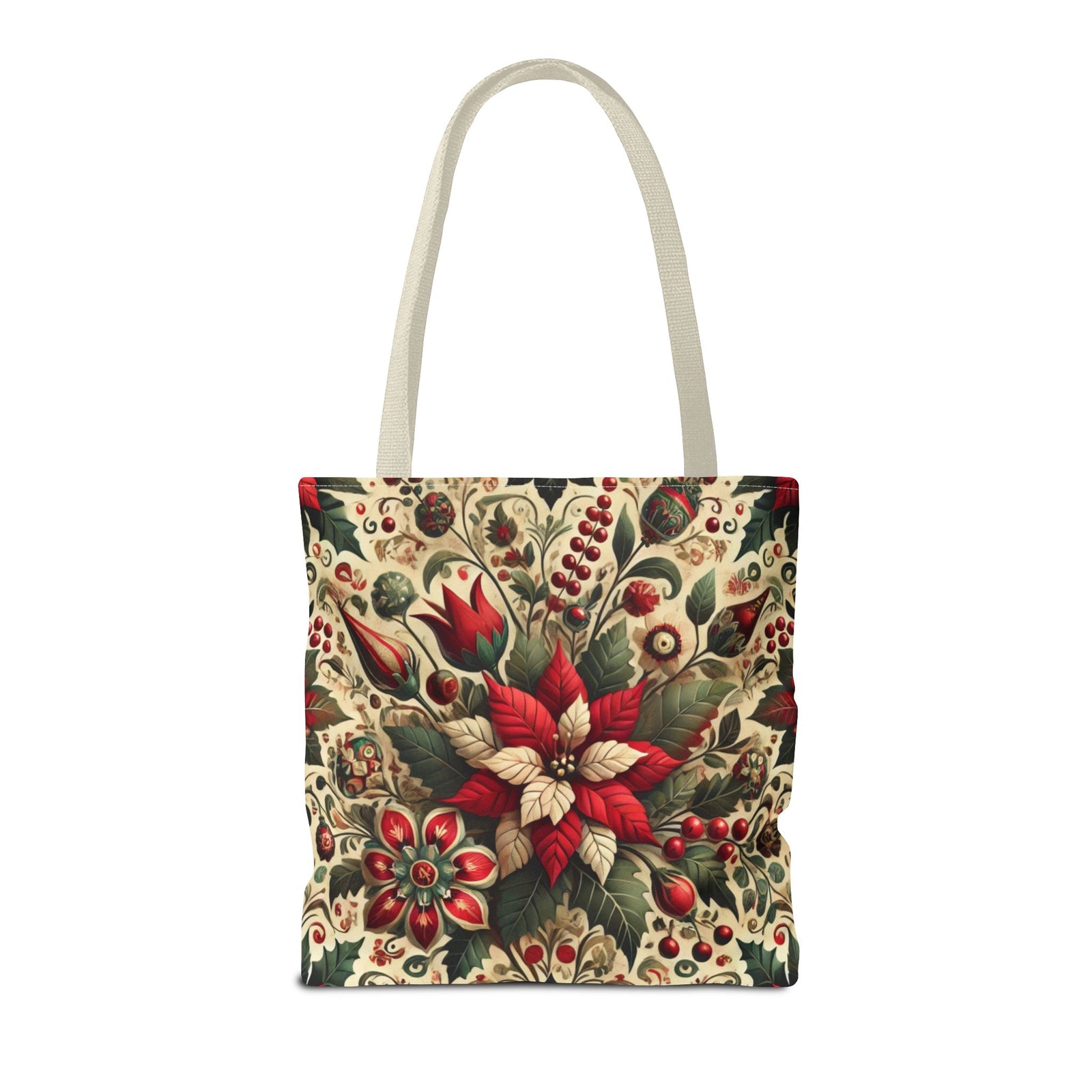 Christmas Poinsettia Floral Art Holiday Tote Bag