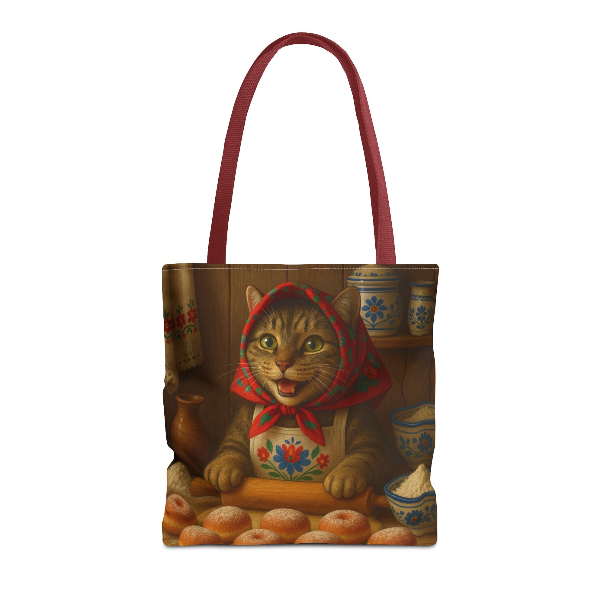 Babushka Cat Making Paczki Polish Donuts Tote Bag