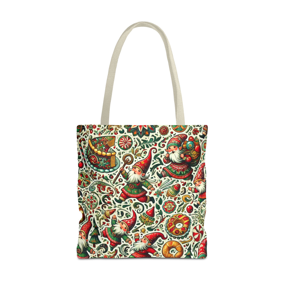 Christmas Gnomes Food Fight Whimsical Holiday Tote Bag