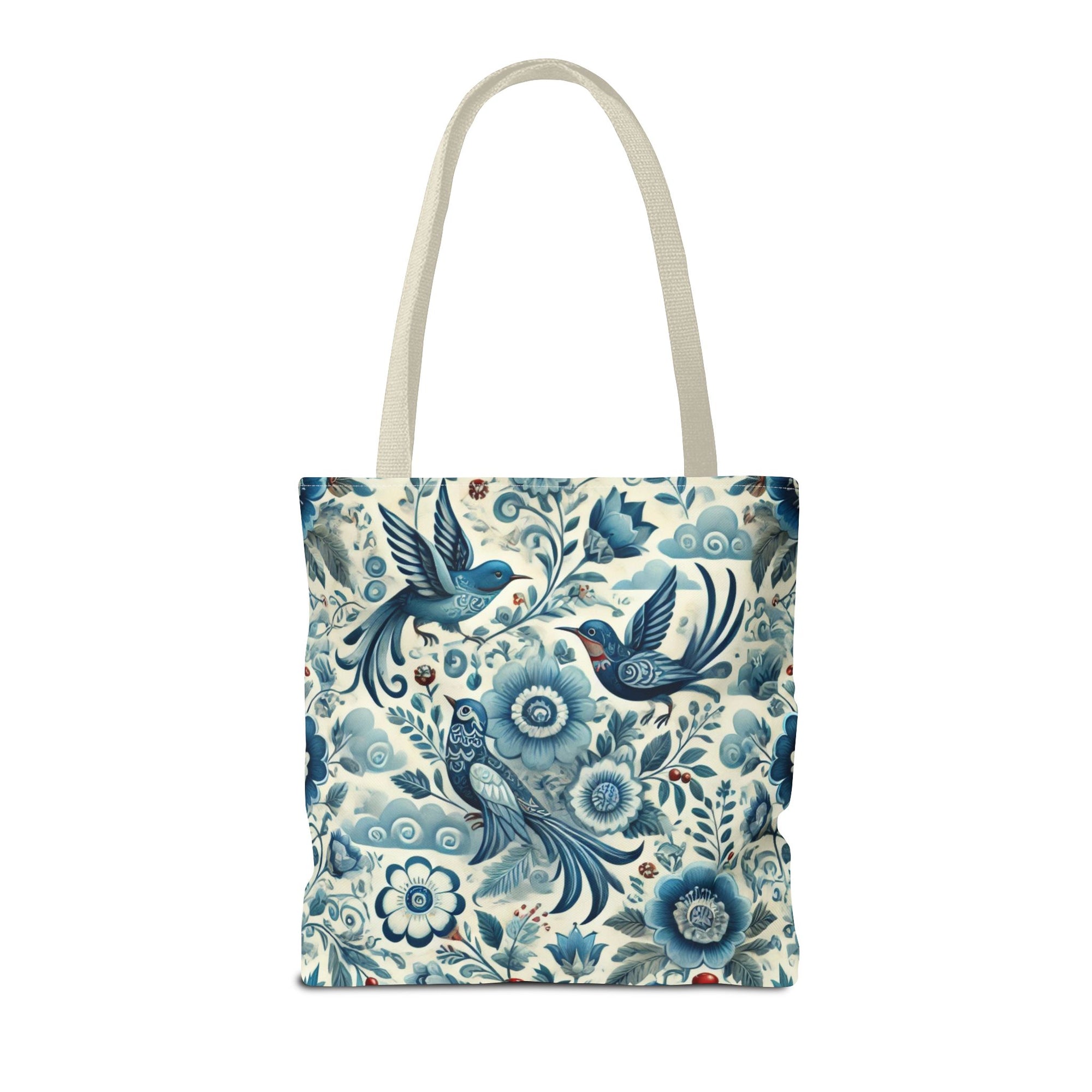 Polish Folk Art Floral & Birds Vibrant Blue Tote Bag