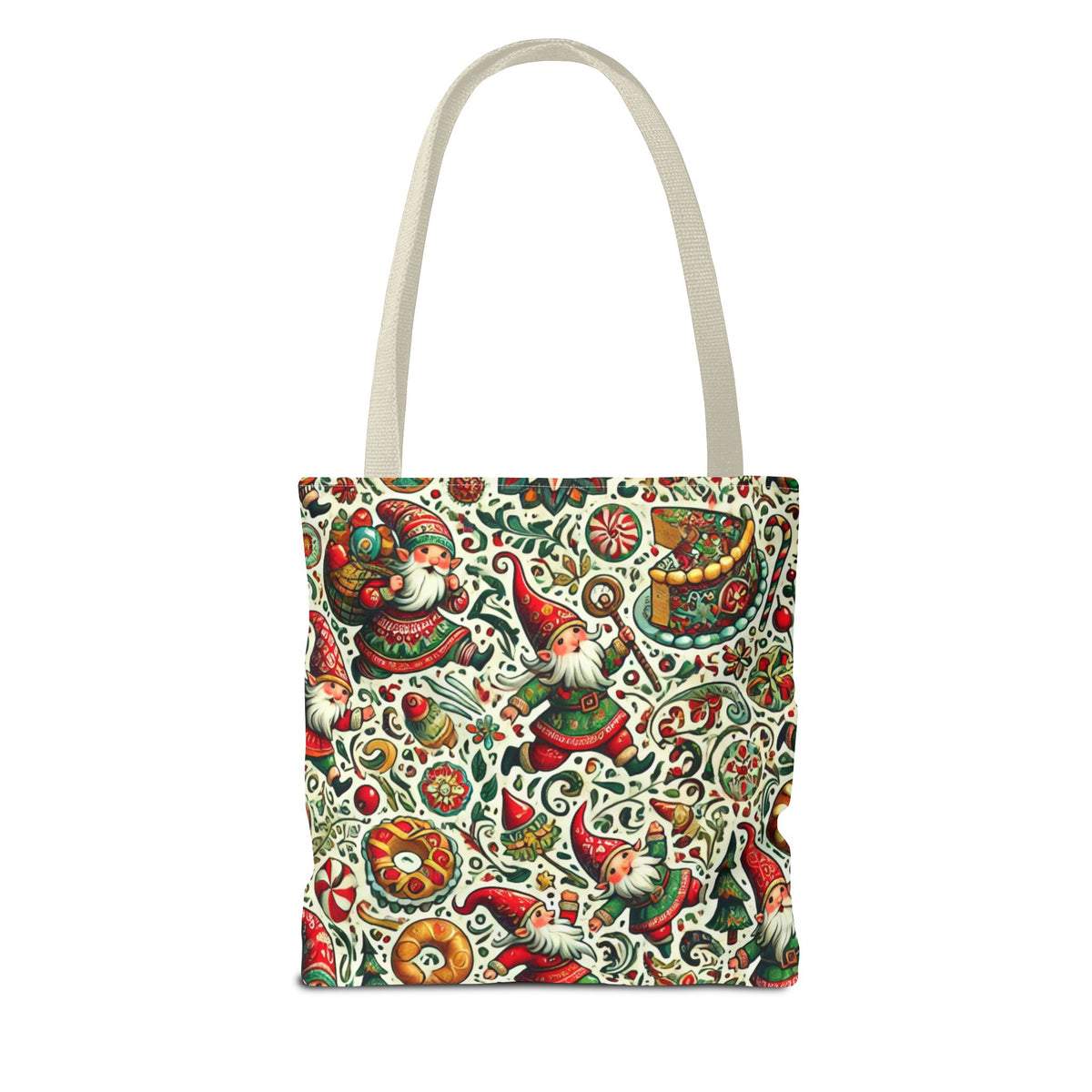 Christmas Gnomes Food Fight Whimsical Holiday Tote Bag
