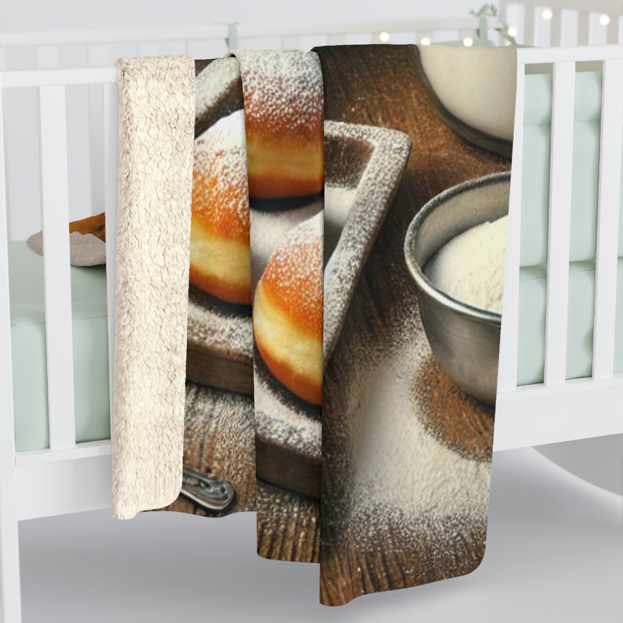 Polish Cat Making Paczki Sherpa Fleece Blanket