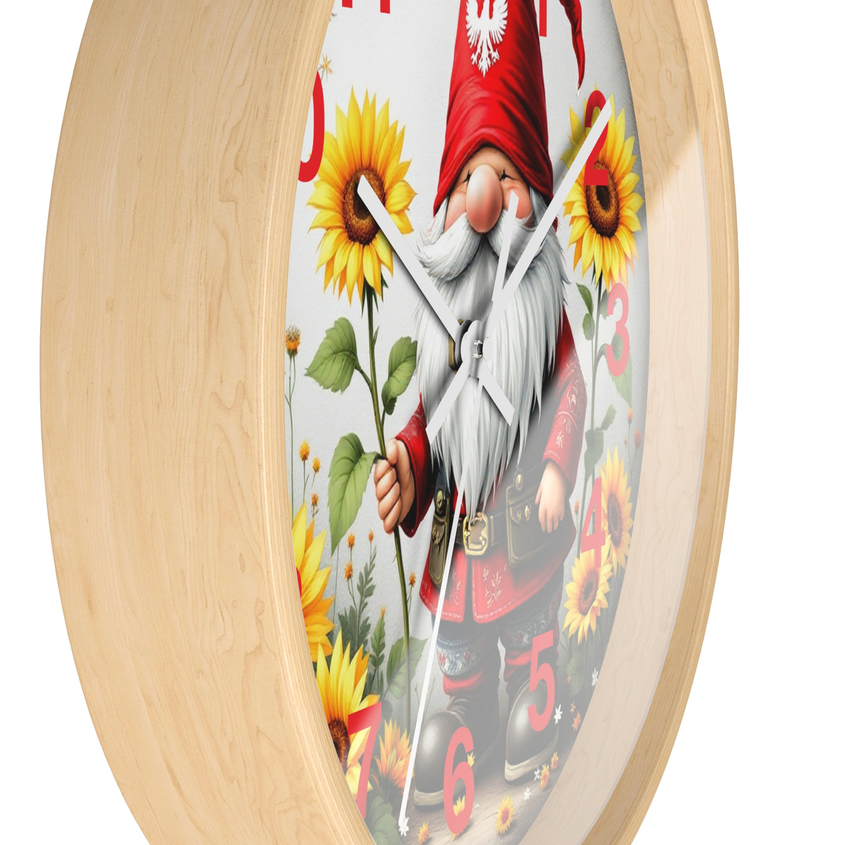 Holiday Sunflower Polish Gnome Wall Clock